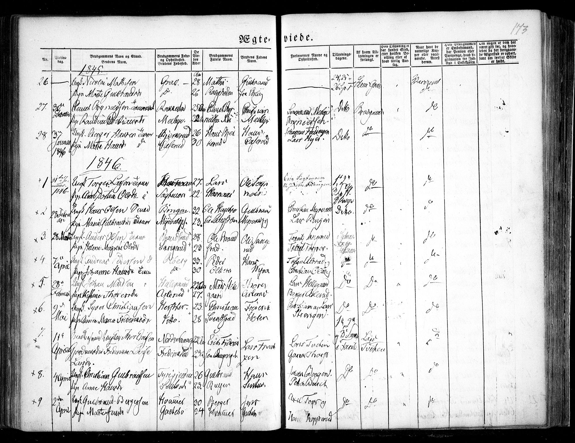 Trøgstad prestekontor Kirkebøker, SAO/A-10925/F/Fa/L0007: Parish register (official) no. I 7, 1845-1854, p. 173