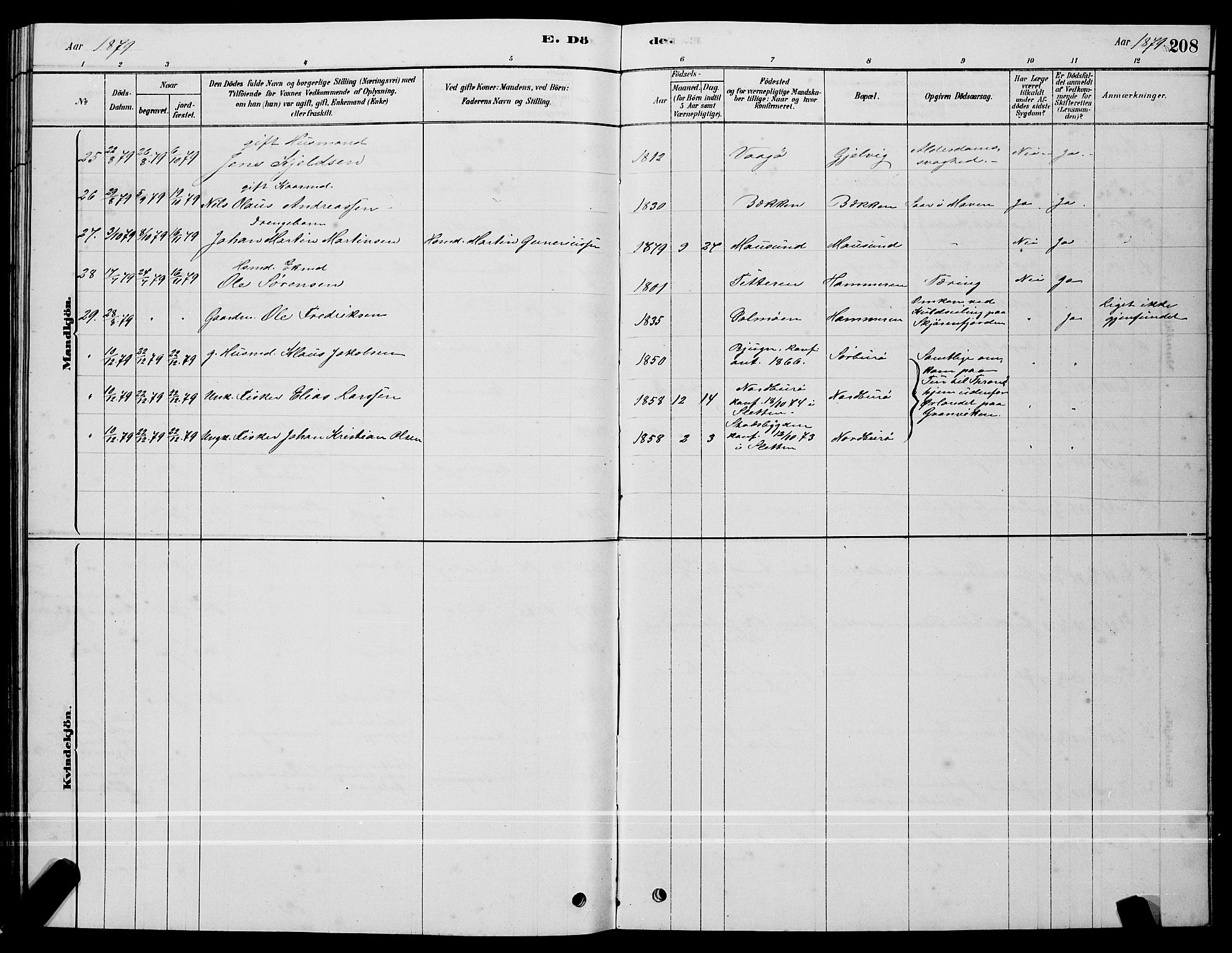 Ministerialprotokoller, klokkerbøker og fødselsregistre - Sør-Trøndelag, AV/SAT-A-1456/640/L0585: Parish register (copy) no. 640C03, 1878-1891, p. 208