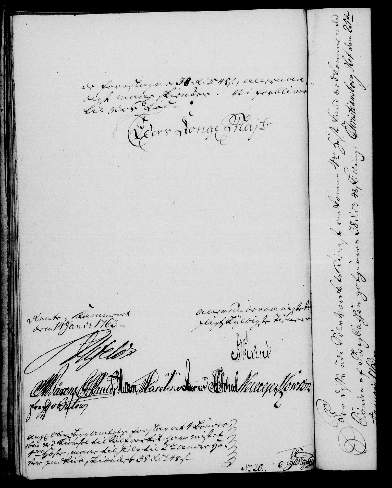 Rentekammeret, Kammerkanselliet, RA/EA-3111/G/Gf/Gfa/L0045: Norsk relasjons- og resolusjonsprotokoll (merket RK 52.45), 1763, p. 58