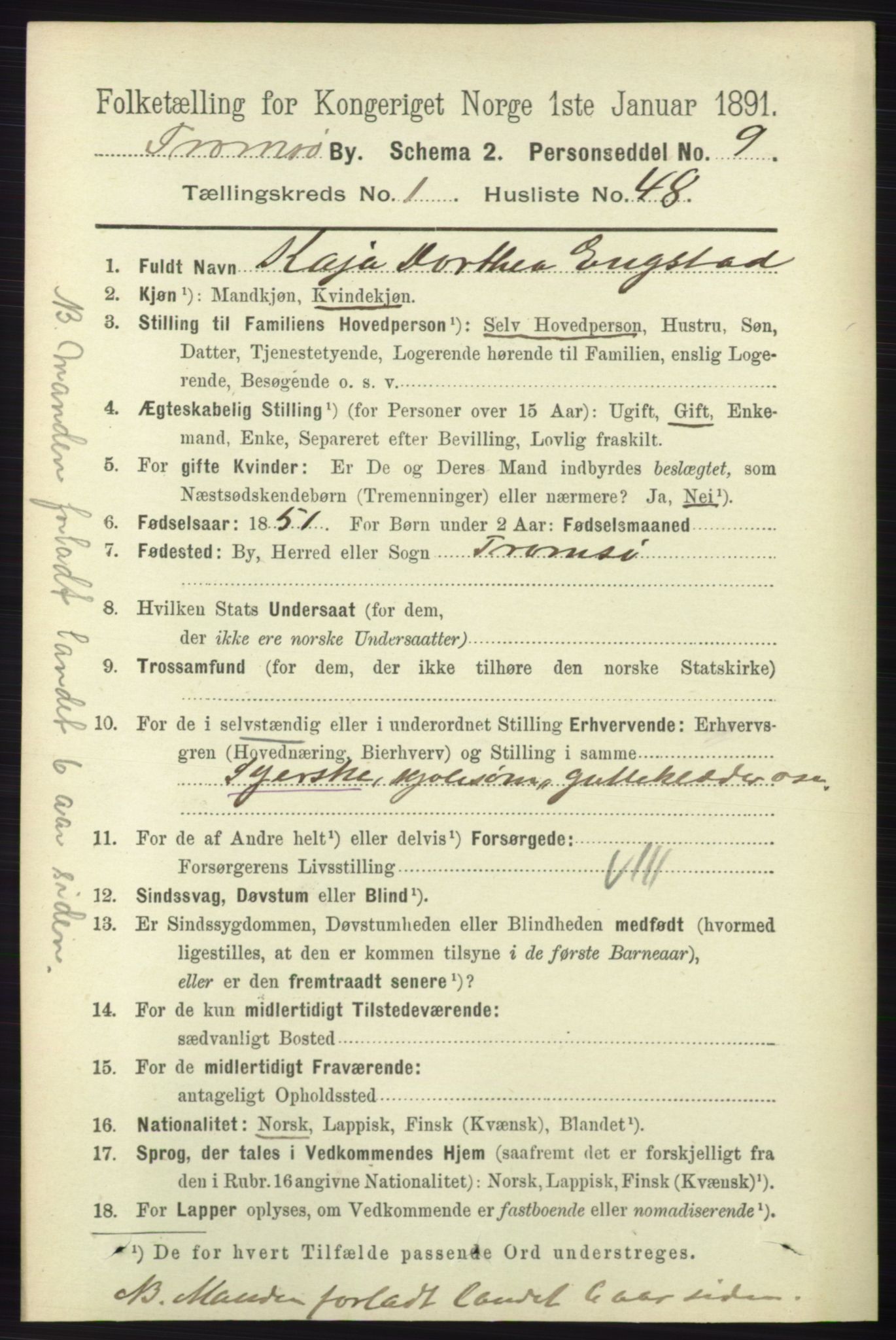 RA, 1891 census for 1902 Tromsø, 1891, p. 745