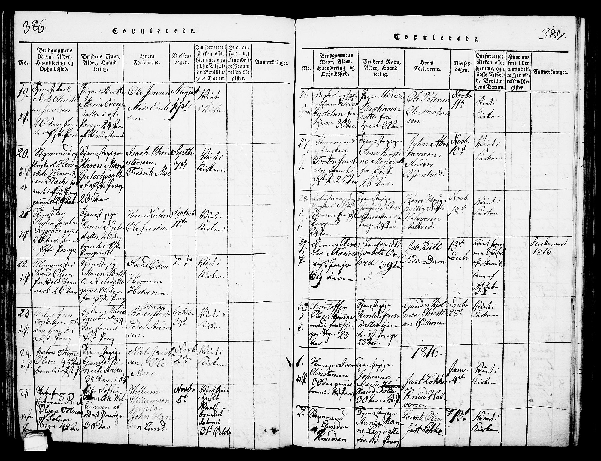 Porsgrunn kirkebøker , SAKO/A-104/G/Gb/L0001: Parish register (copy) no. II 1, 1817-1828, p. 386-387