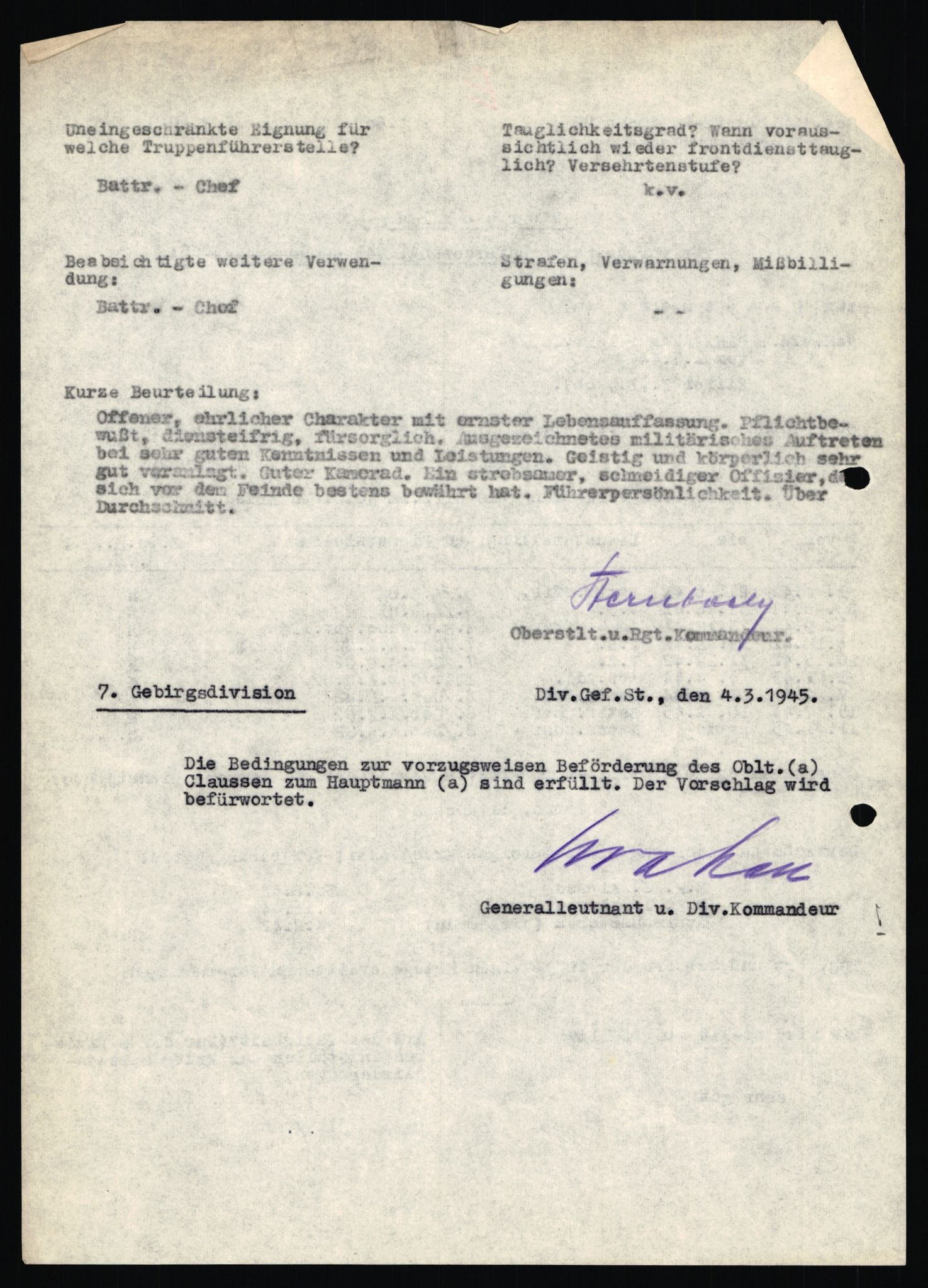 Forsvarets Overkommando. 2 kontor. Arkiv 11.4. Spredte tyske arkivsaker, AV/RA-RAFA-7031/D/Dar/Dara/L0018: Personalbøker, 1940-1945, p. 315