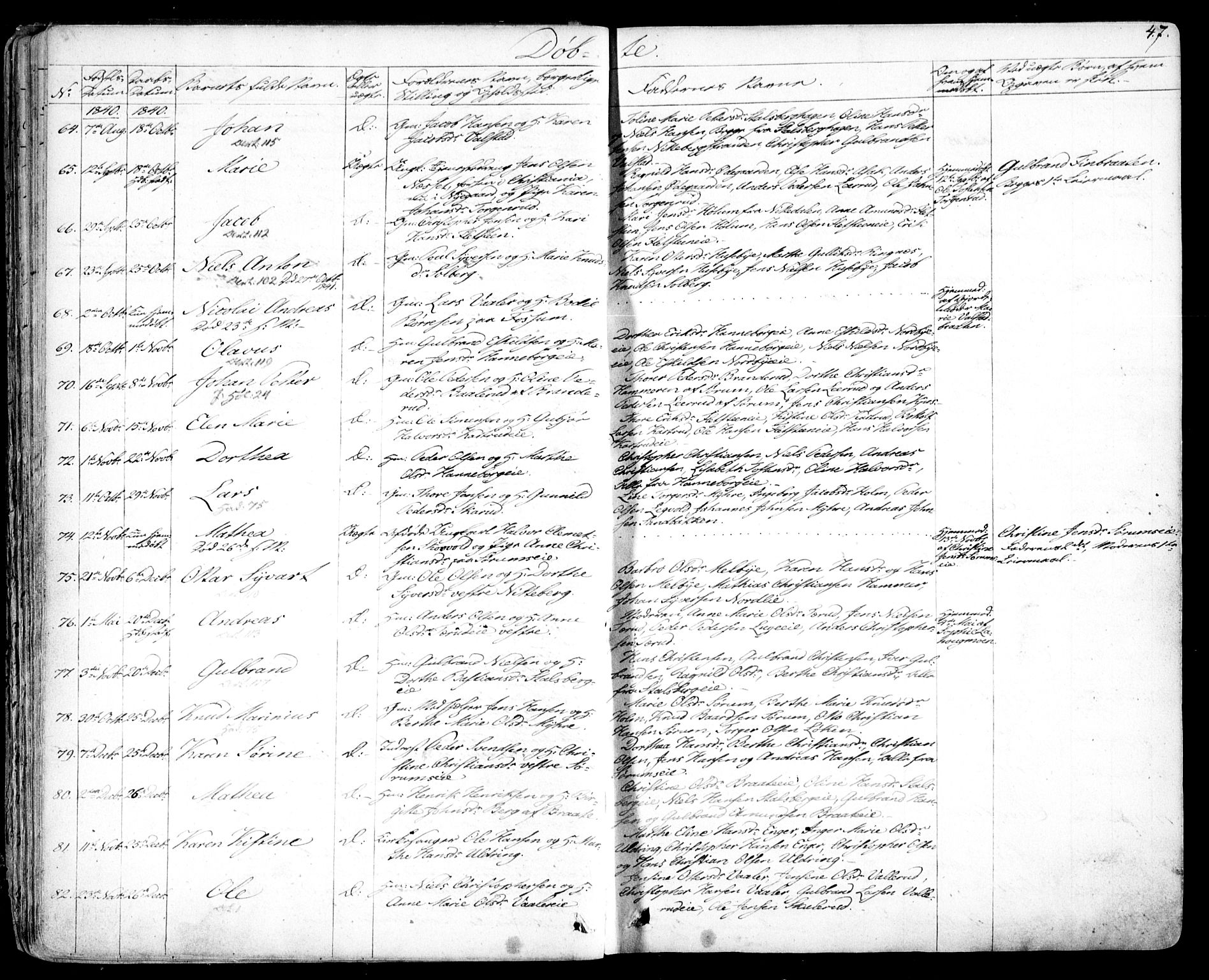 Skedsmo prestekontor Kirkebøker, AV/SAO-A-10033a/F/Fa/L0009: Parish register (official) no. I 9, 1830-1853, p. 47