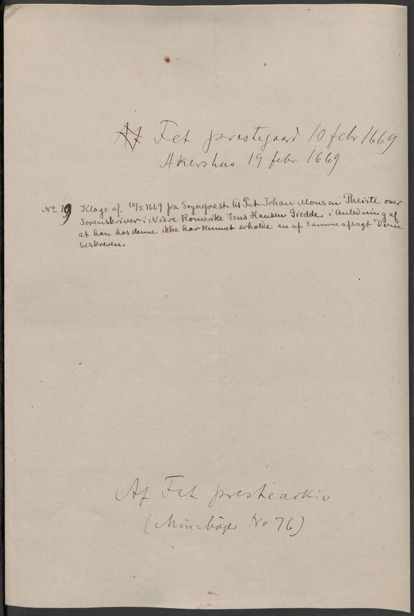 Riksarkivets diplomsamling, AV/RA-EA-5965/F15/L0009: Prestearkiv - Akershus, 1620-1738, p. 131