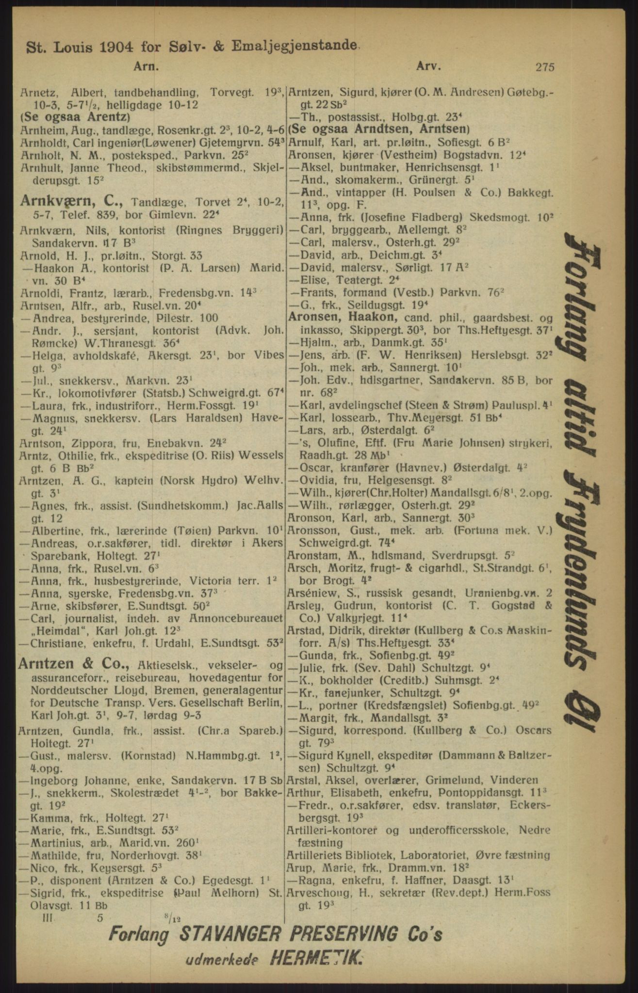 Kristiania/Oslo adressebok, PUBL/-, 1915, p. 275