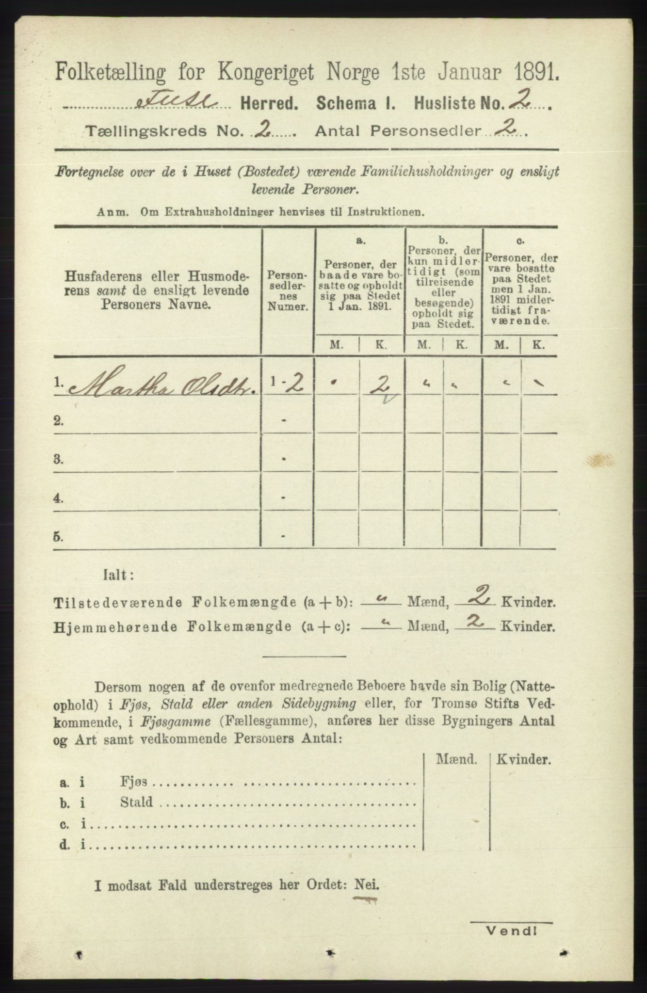 RA, 1891 census for 1241 Fusa, 1891, p. 266