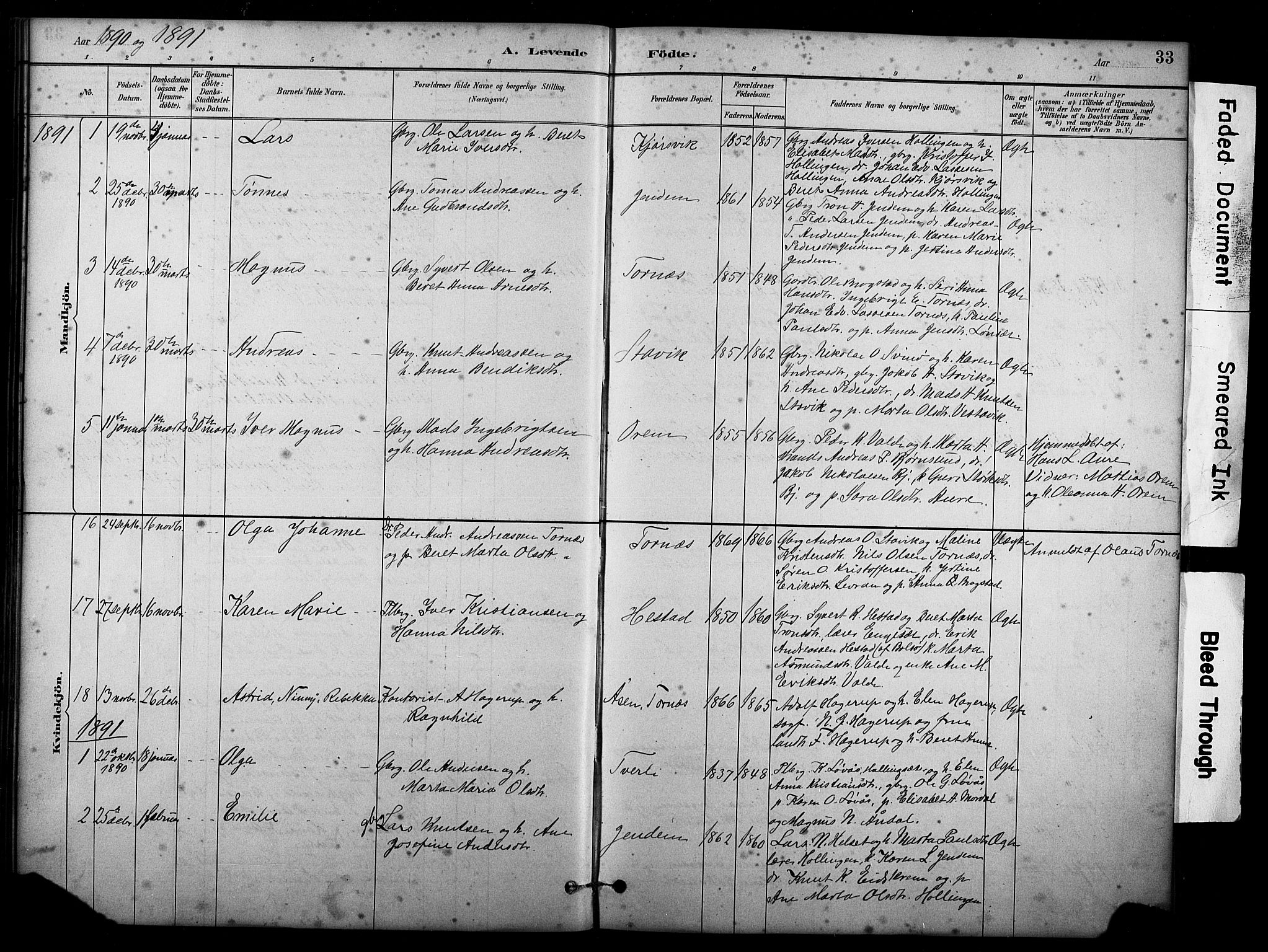 Ministerialprotokoller, klokkerbøker og fødselsregistre - Møre og Romsdal, SAT/A-1454/565/L0755: Parish register (copy) no. 565C04, 1883-1903, p. 33