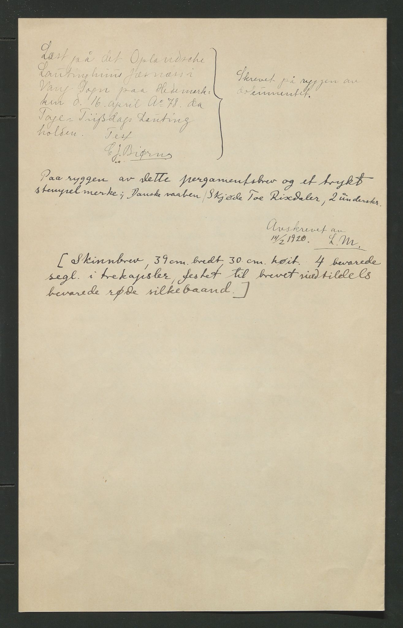 Åker i Vang, Hedmark, og familien Todderud, AV/SAH-ARK-010/F/Fa/L0001: Eiendomsdokumenter, 1647-1917, p. 91