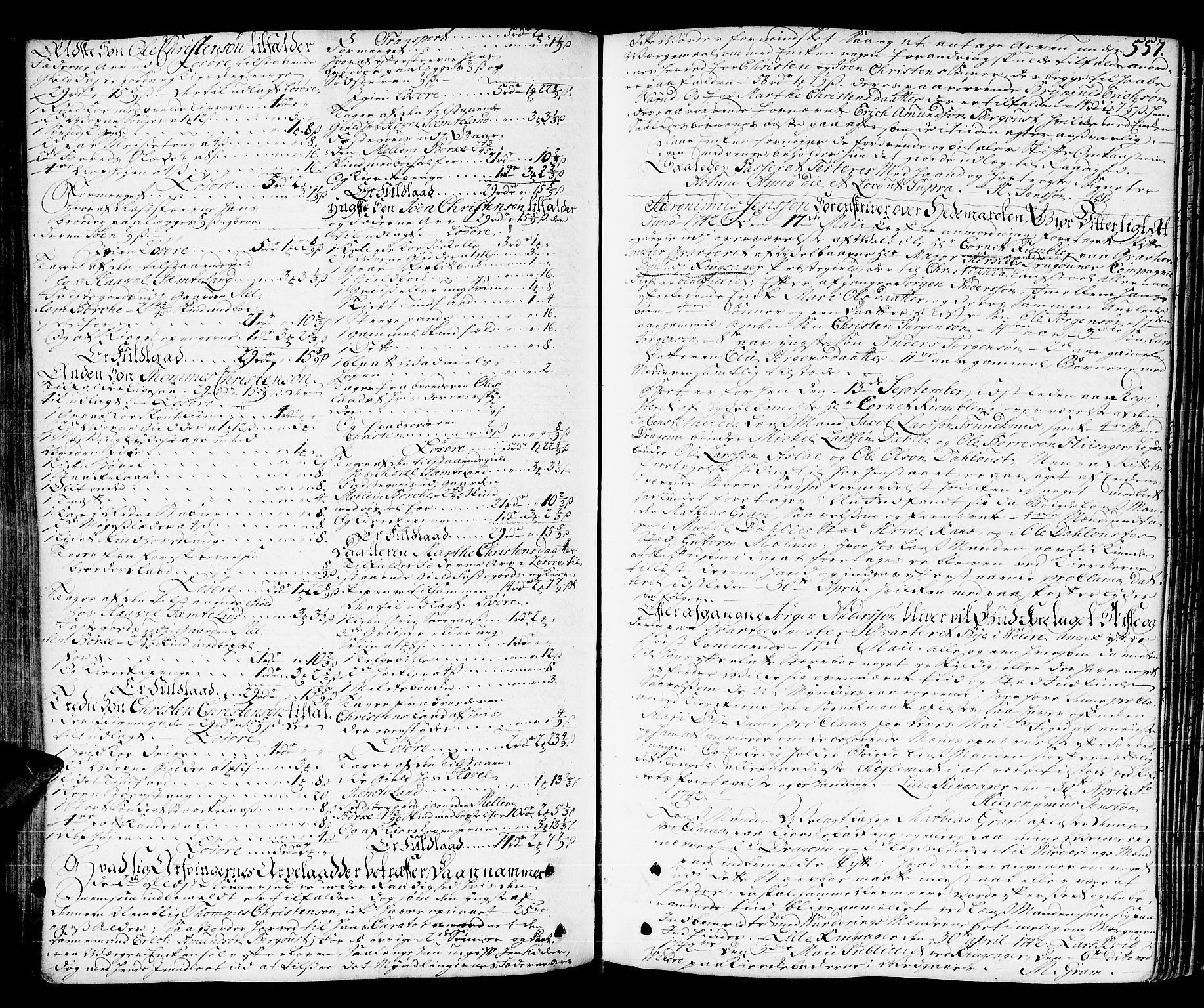Hedemarken sorenskriveri, SAH/TING-034/J/Ja/L0011: Skifteprotokoll, 1736-1743, p. 556b-557a