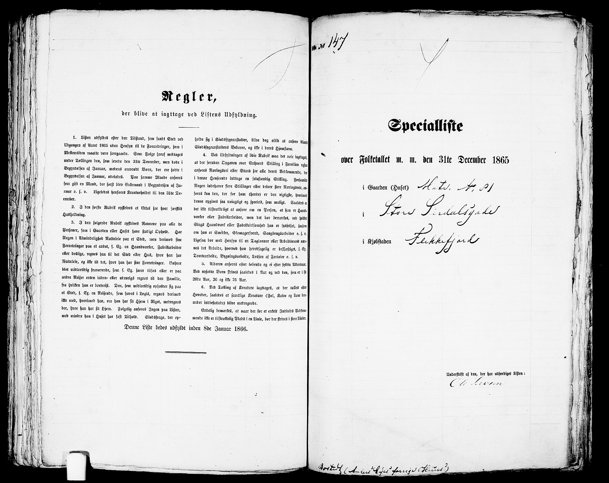 RA, 1865 census for Flekkefjord/Flekkefjord, 1865, p. 304