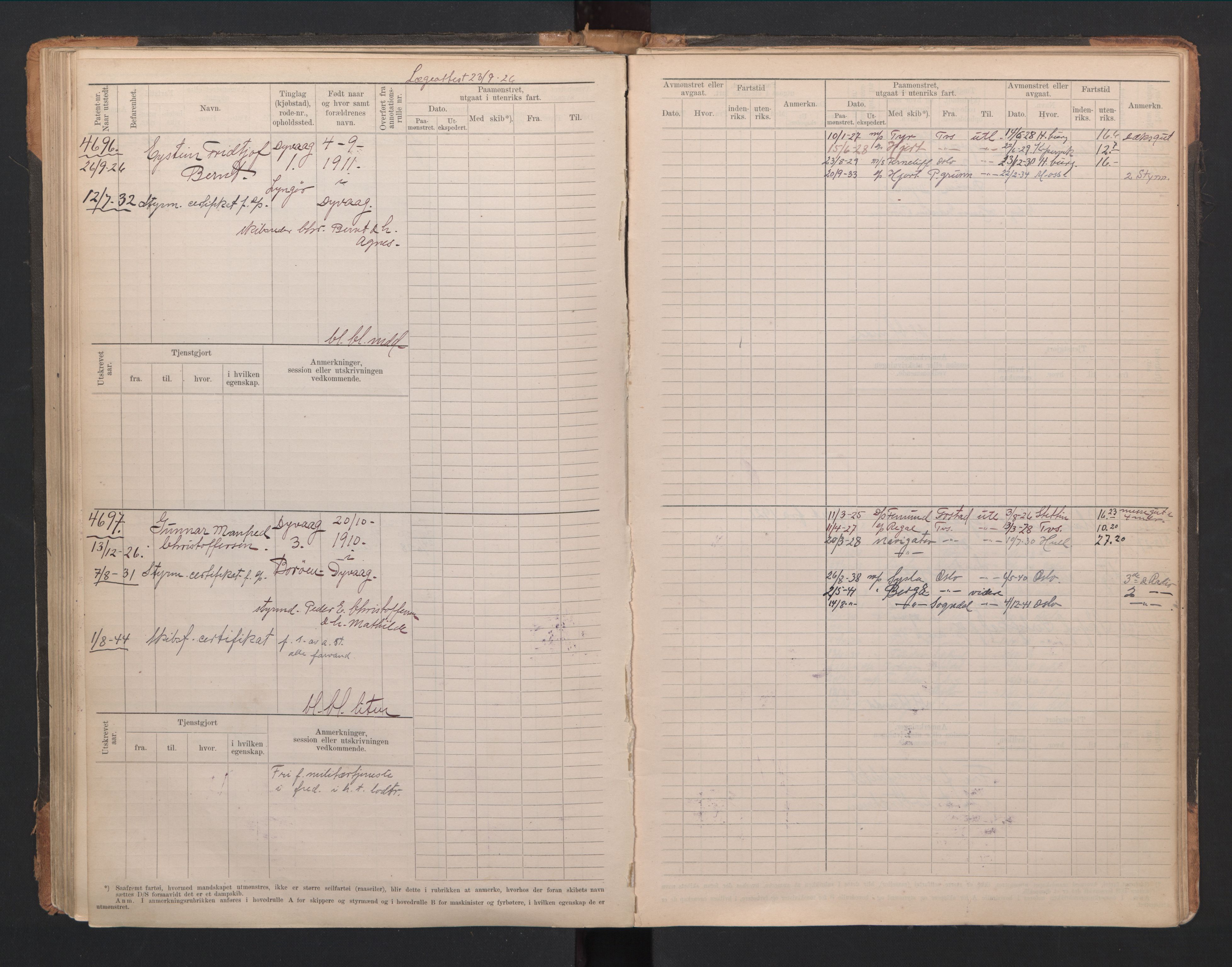 Tvedestrand mønstringskrets, AV/SAK-2031-0011/F/Fb/L0021: Hovedrulle A nr 4410-4797, U-37, 1918-1930, p. 154