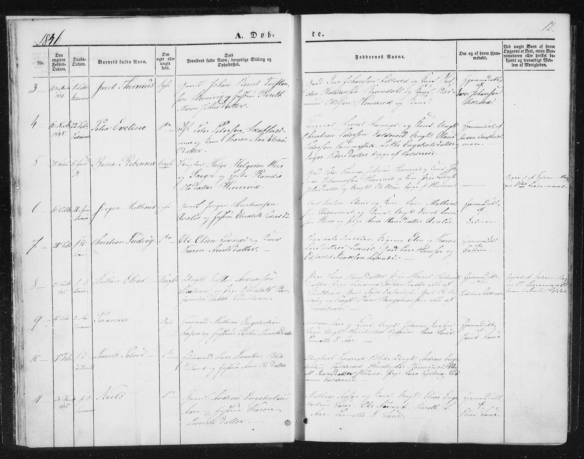 Ministerialprotokoller, klokkerbøker og fødselsregistre - Nord-Trøndelag, SAT/A-1458/780/L0640: Parish register (official) no. 780A05, 1845-1856, p. 12