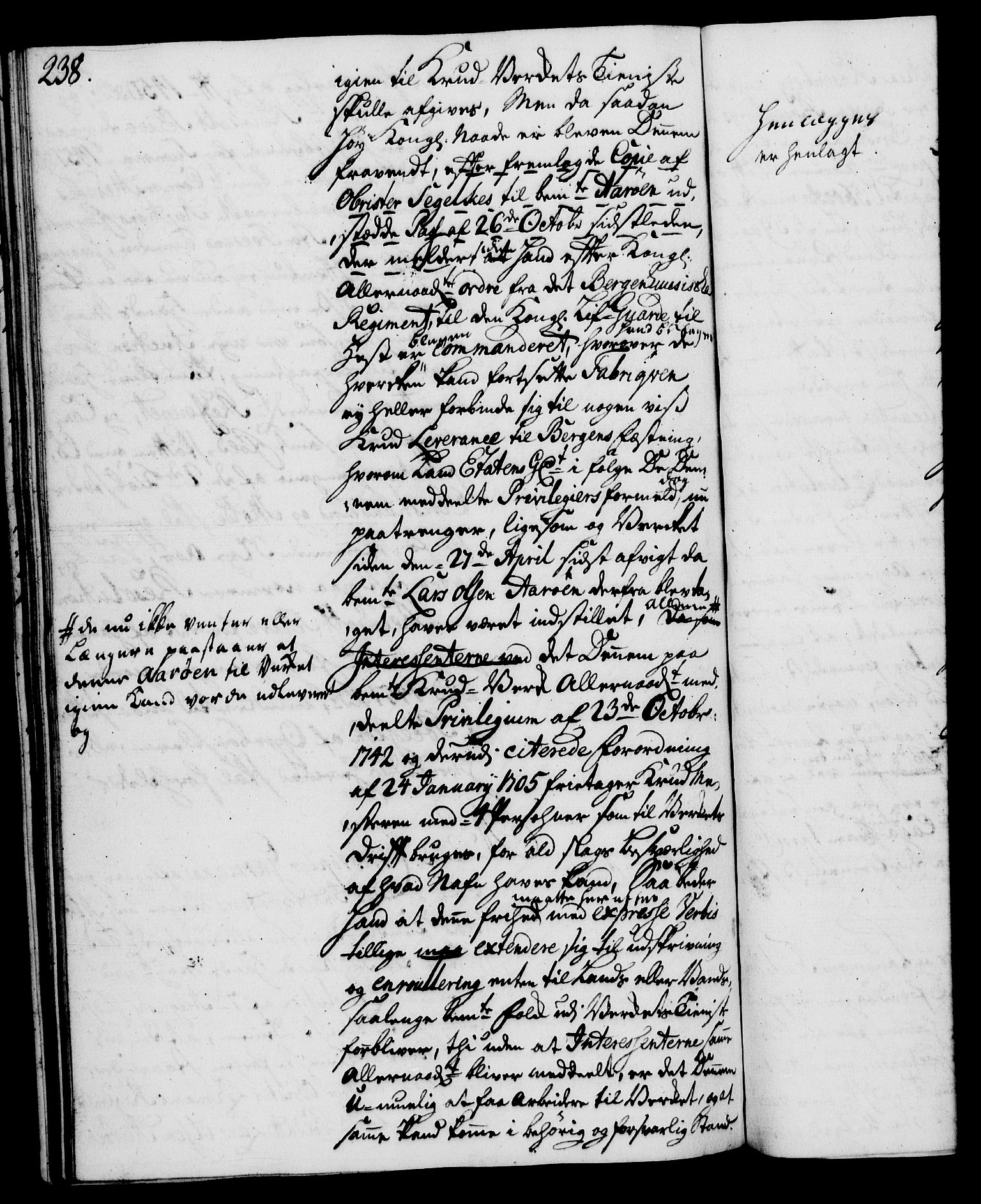 Rentekammeret, Kammerkanselliet, RA/EA-3111/G/Gh/Gha/L0025: Norsk ekstraktmemorialprotokoll (merket RK 53.70), 1743-1744, p. 238