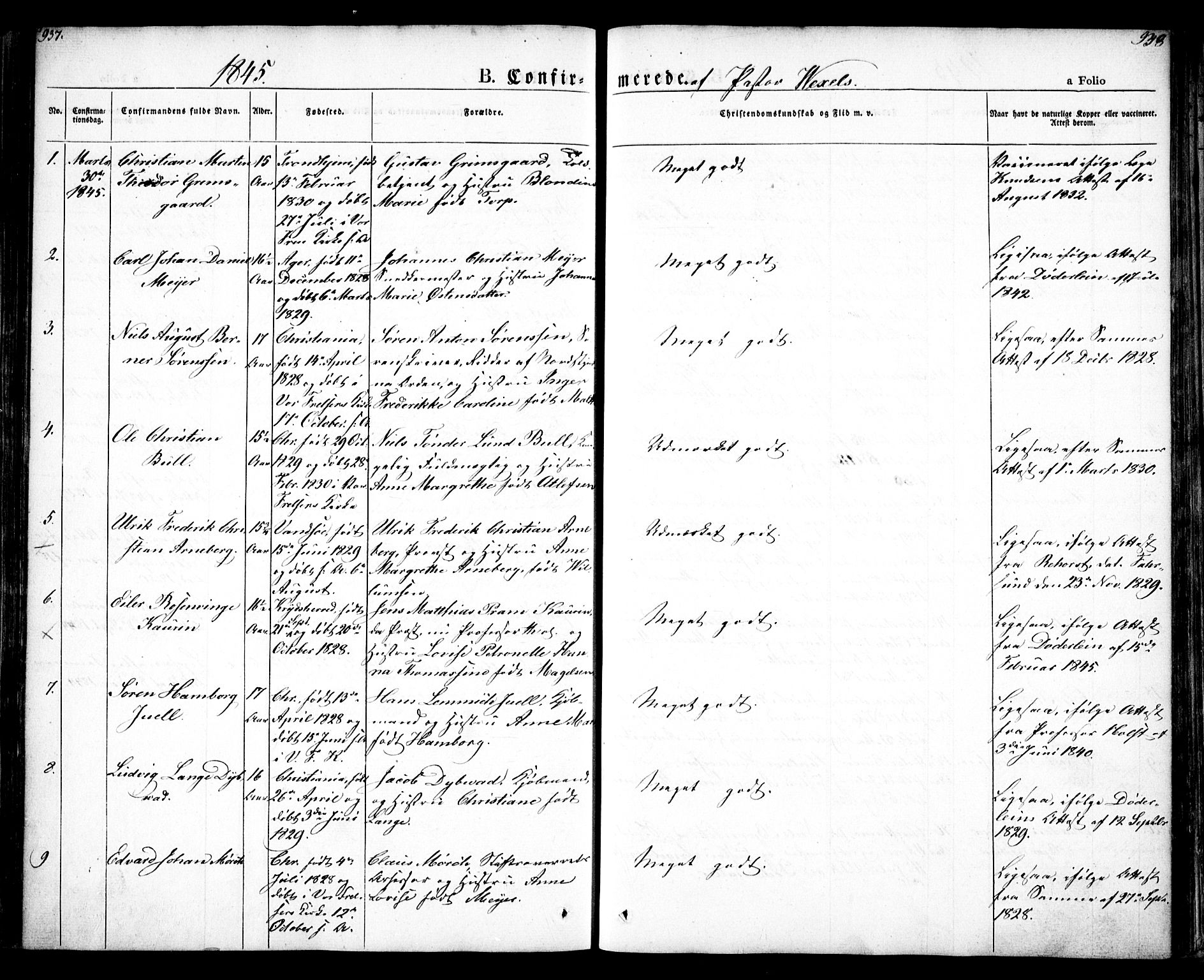 Oslo domkirke Kirkebøker, SAO/A-10752/F/Fa/L0012: Parish register (official) no. 12, 1837-1845, p. 937-938