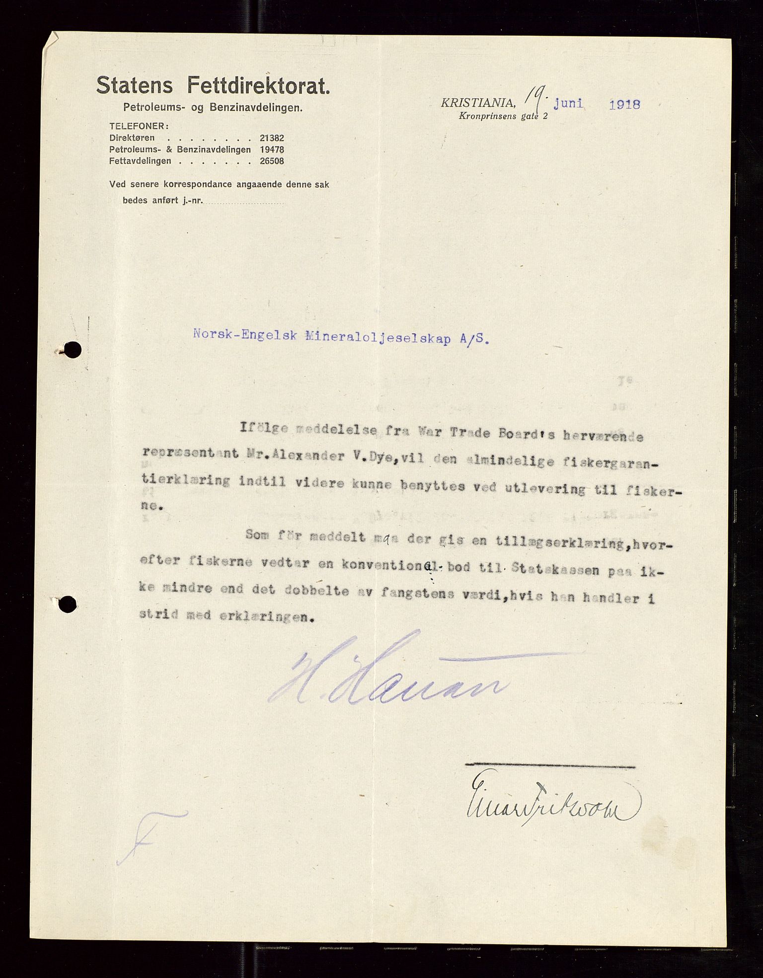 Pa 1521 - A/S Norske Shell, AV/SAST-A-101915/E/Ea/Eaa/L0006: Sjefskorrespondanse, 1918, p. 14