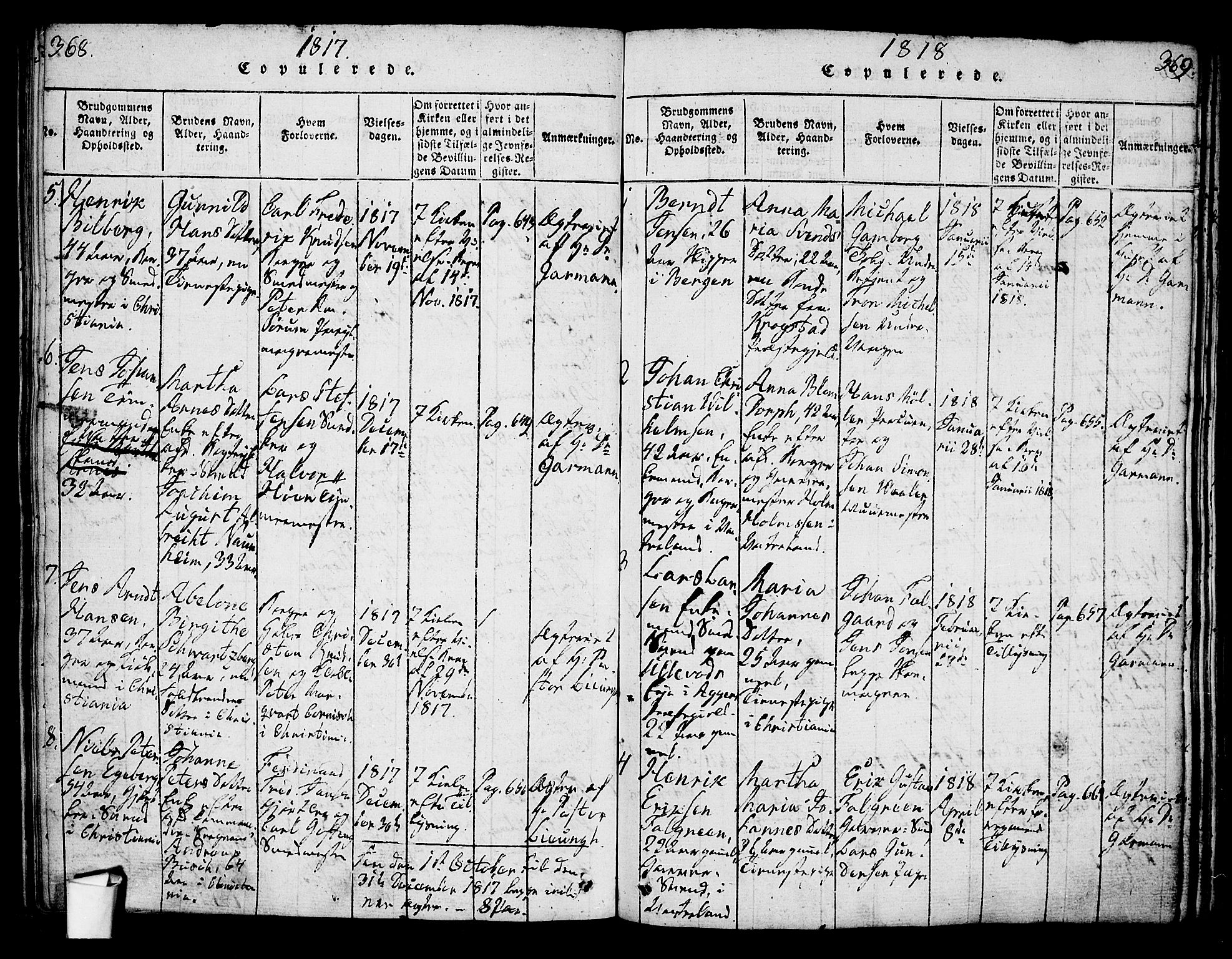 Oslo domkirke Kirkebøker, SAO/A-10752/G/Ga/L0001: Parish register (copy) no. 1, 1817-1825, p. 368-369