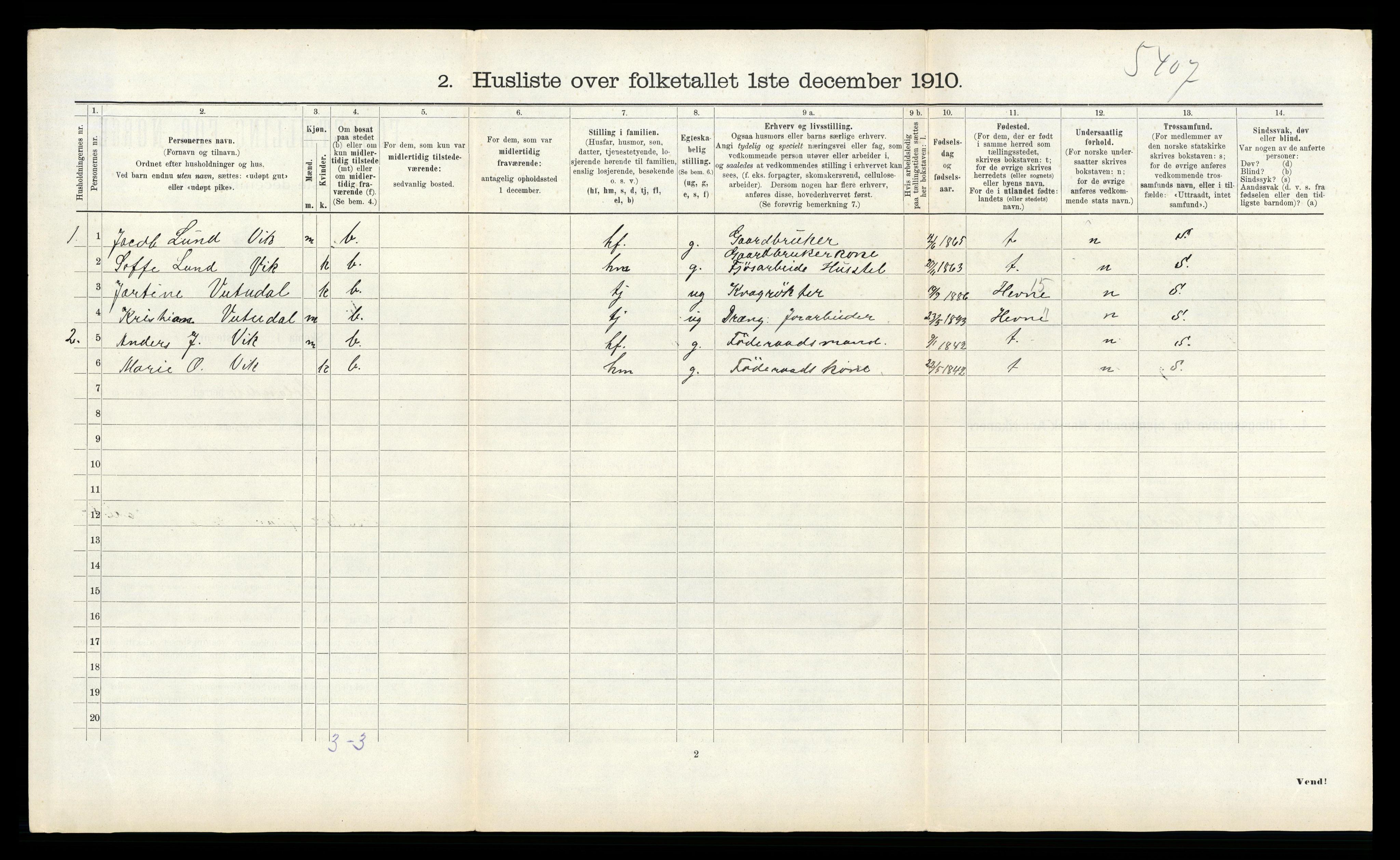 RA, 1910 census for Ørland, 1910, p. 538