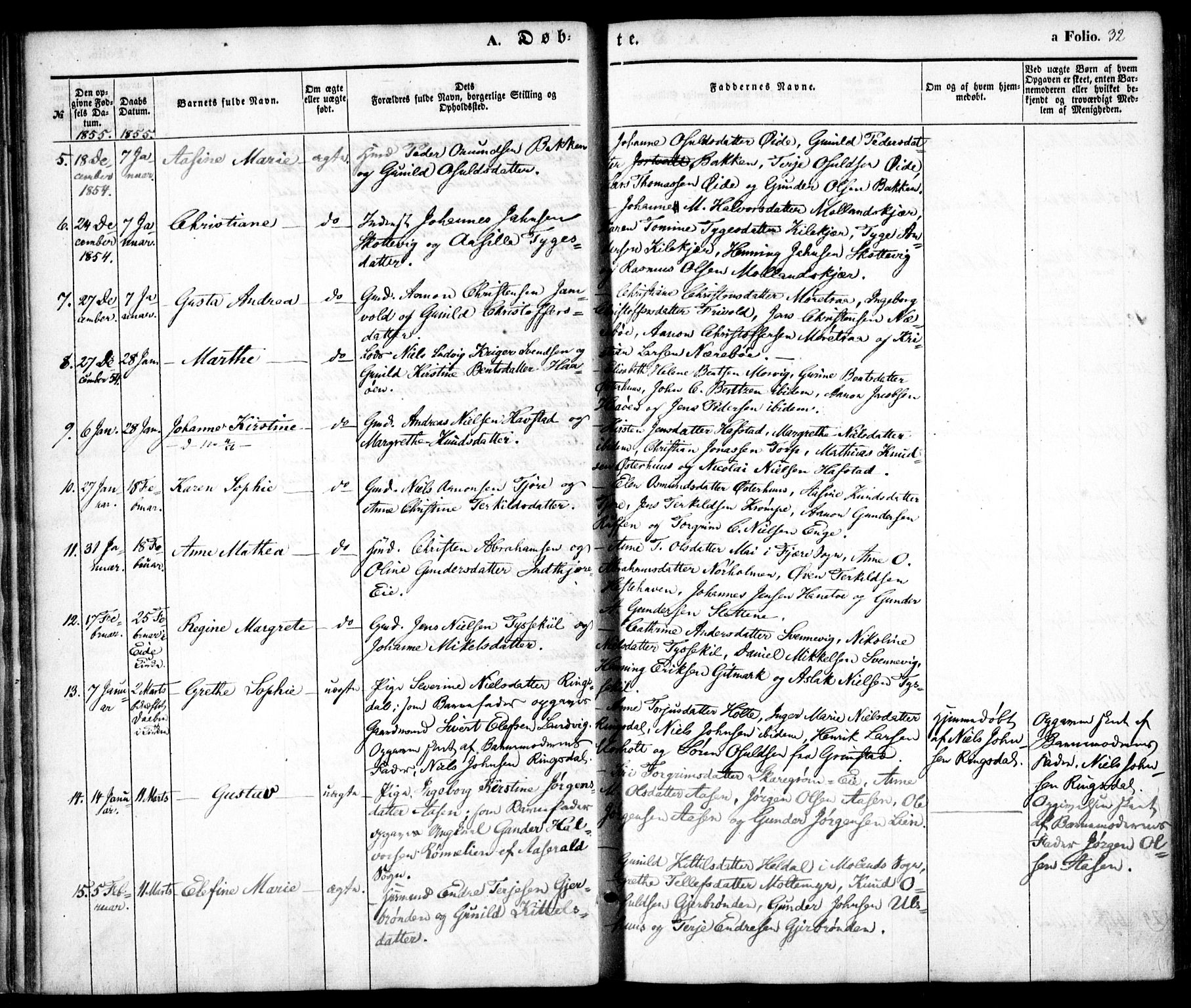 Hommedal sokneprestkontor, SAK/1111-0023/F/Fa/Fab/L0004: Parish register (official) no. A 4, 1848-1860, p. 32