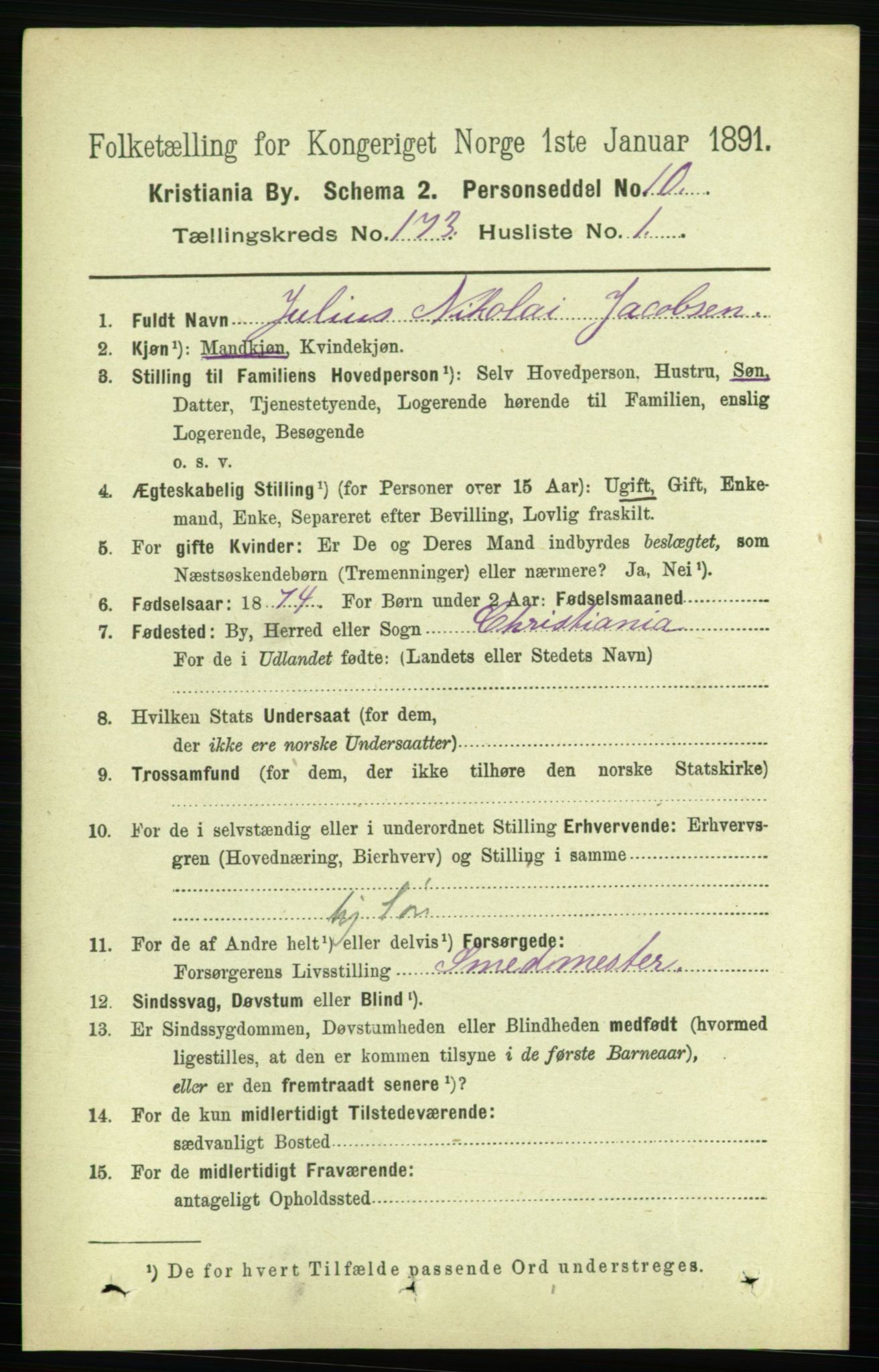 RA, 1891 census for 0301 Kristiania, 1891, p. 102801