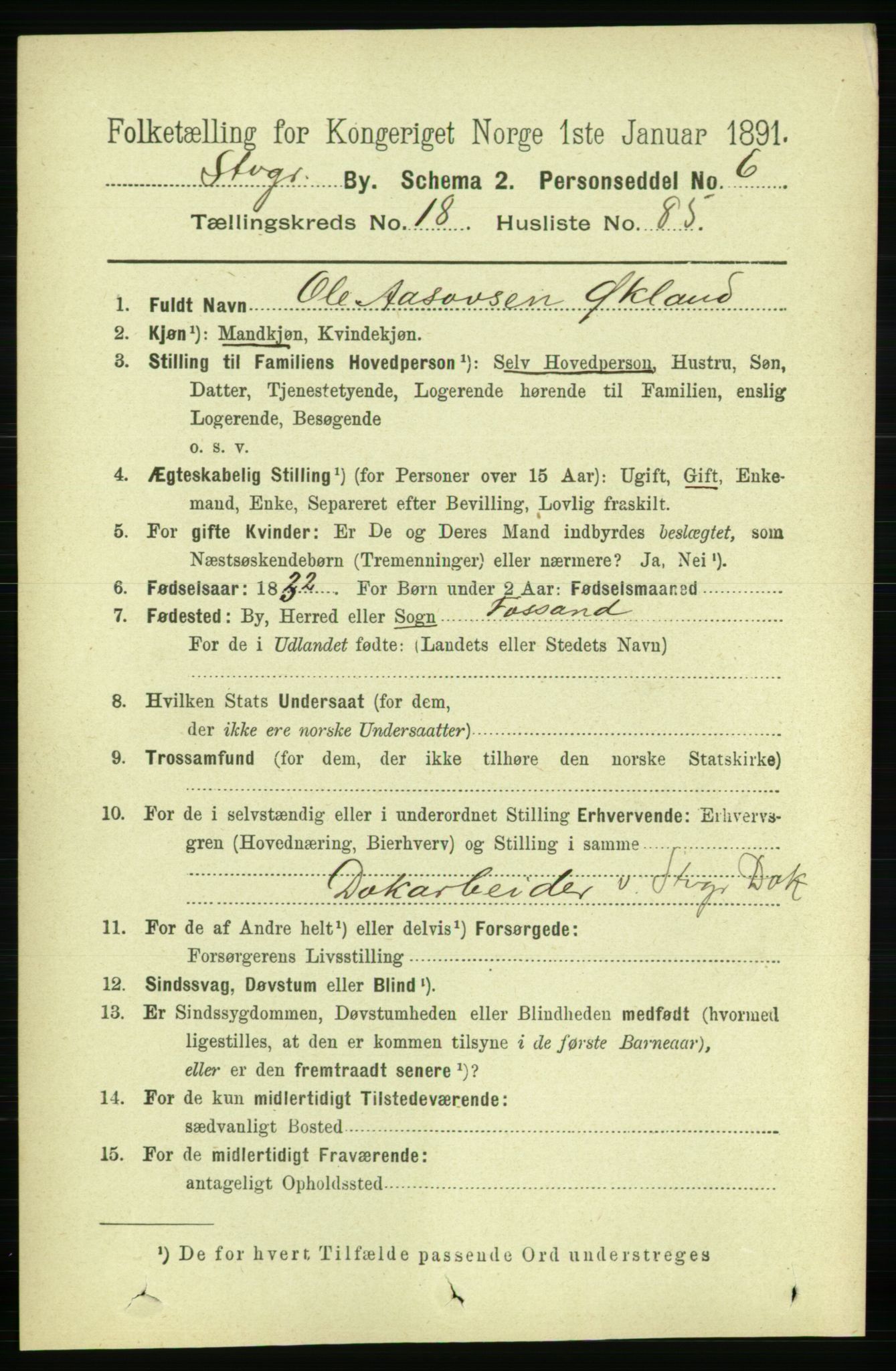 RA, 1891 census for 1103 Stavanger, 1891, p. 22423