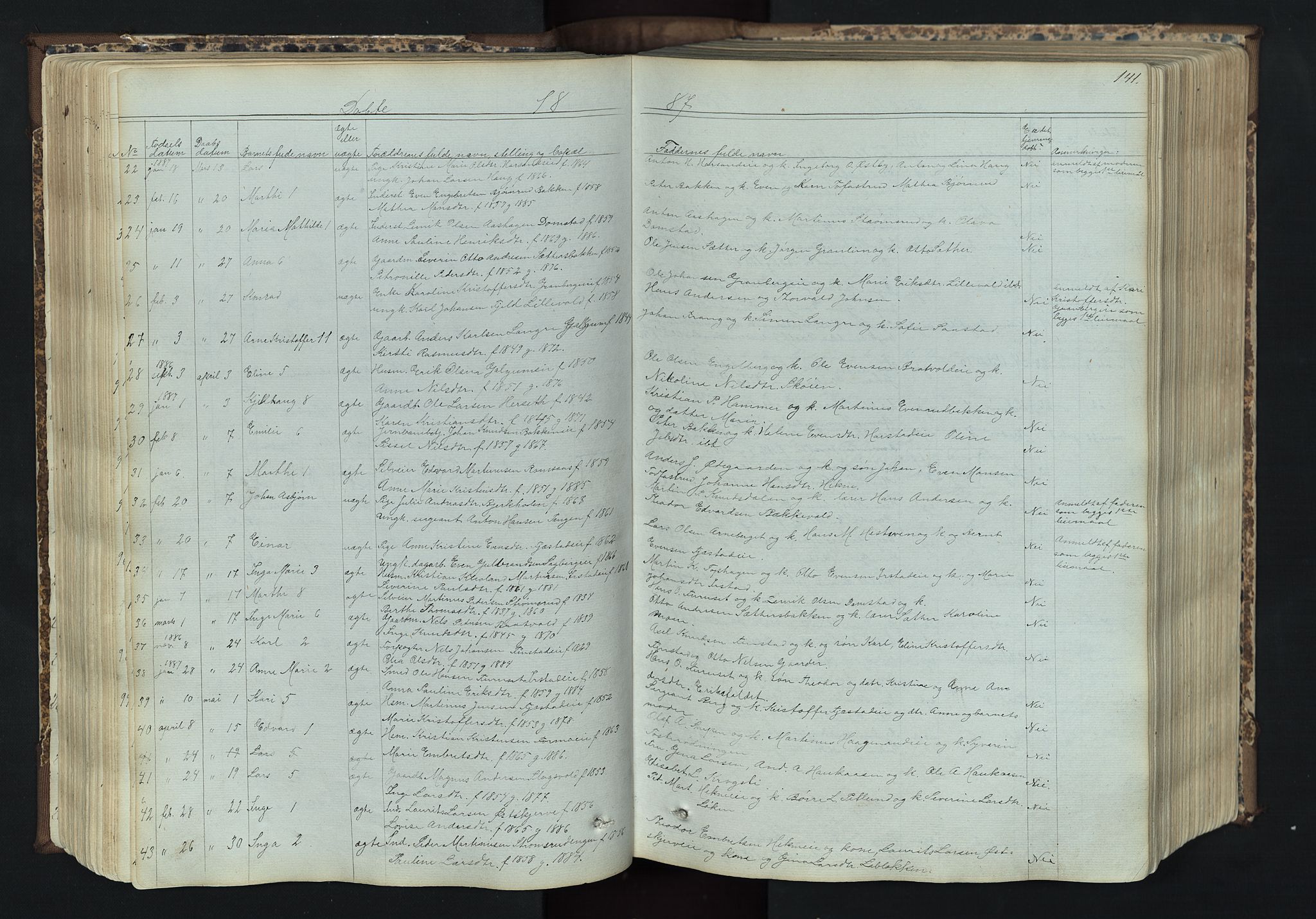 Romedal prestekontor, SAH/PREST-004/L/L0011: Parish register (copy) no. 11, 1867-1895, p. 141