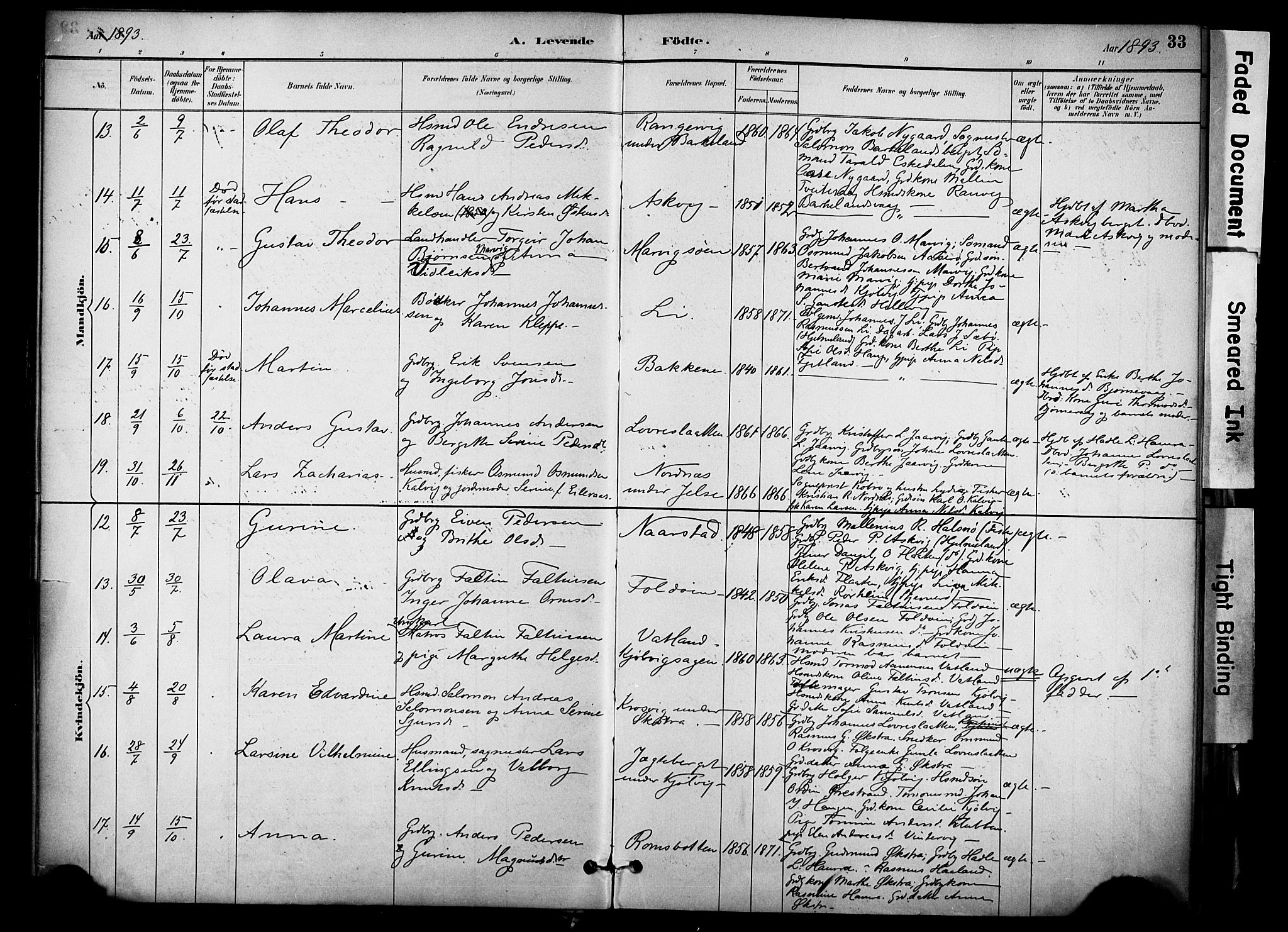 Jelsa sokneprestkontor, AV/SAST-A-101842/01/IV: Parish register (official) no. A 10, 1884-1906, p. 33