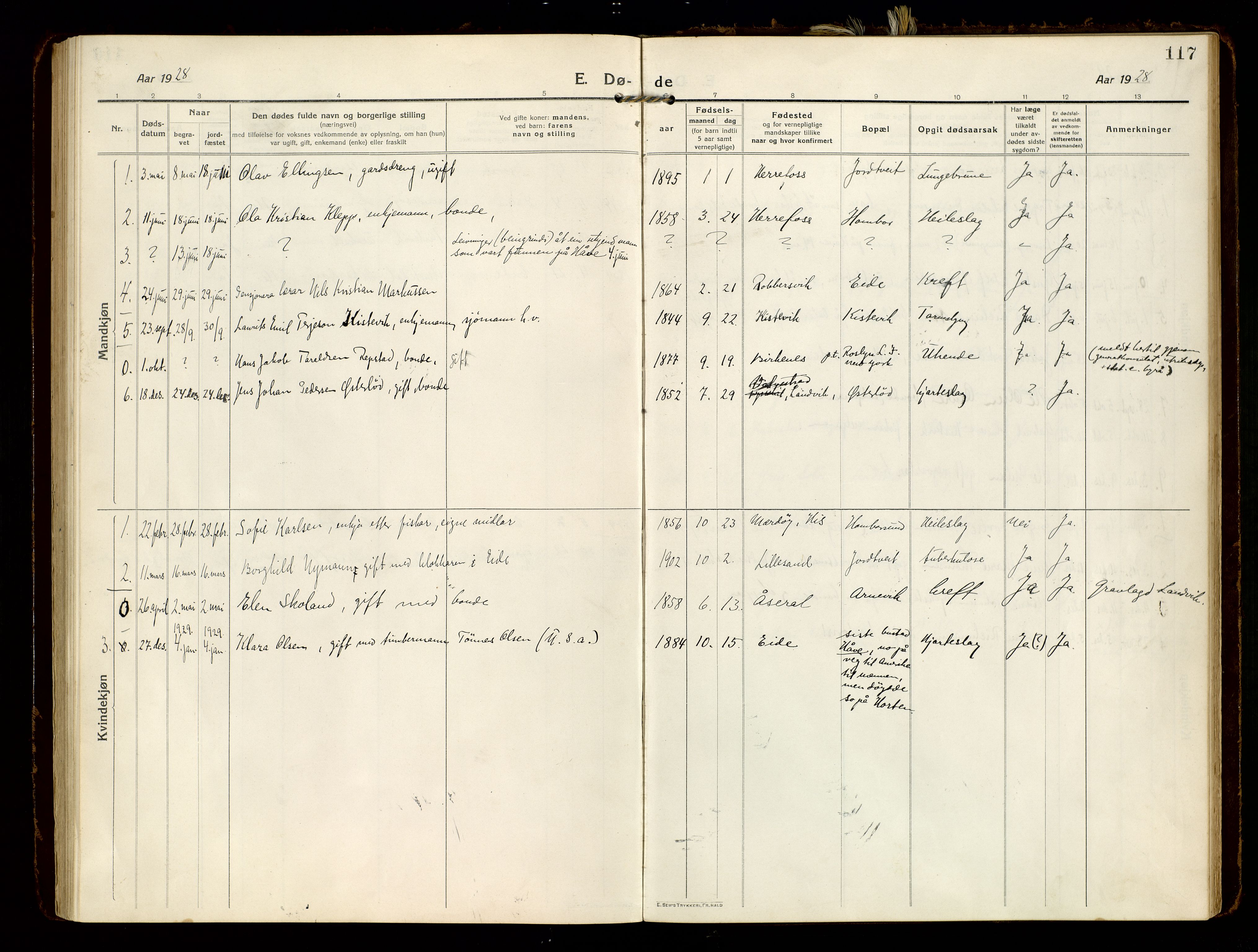 Hommedal sokneprestkontor, AV/SAK-1111-0023/F/Fa/Faa/L0004: Parish register (official) no. A 4, 1916-1945, p. 117