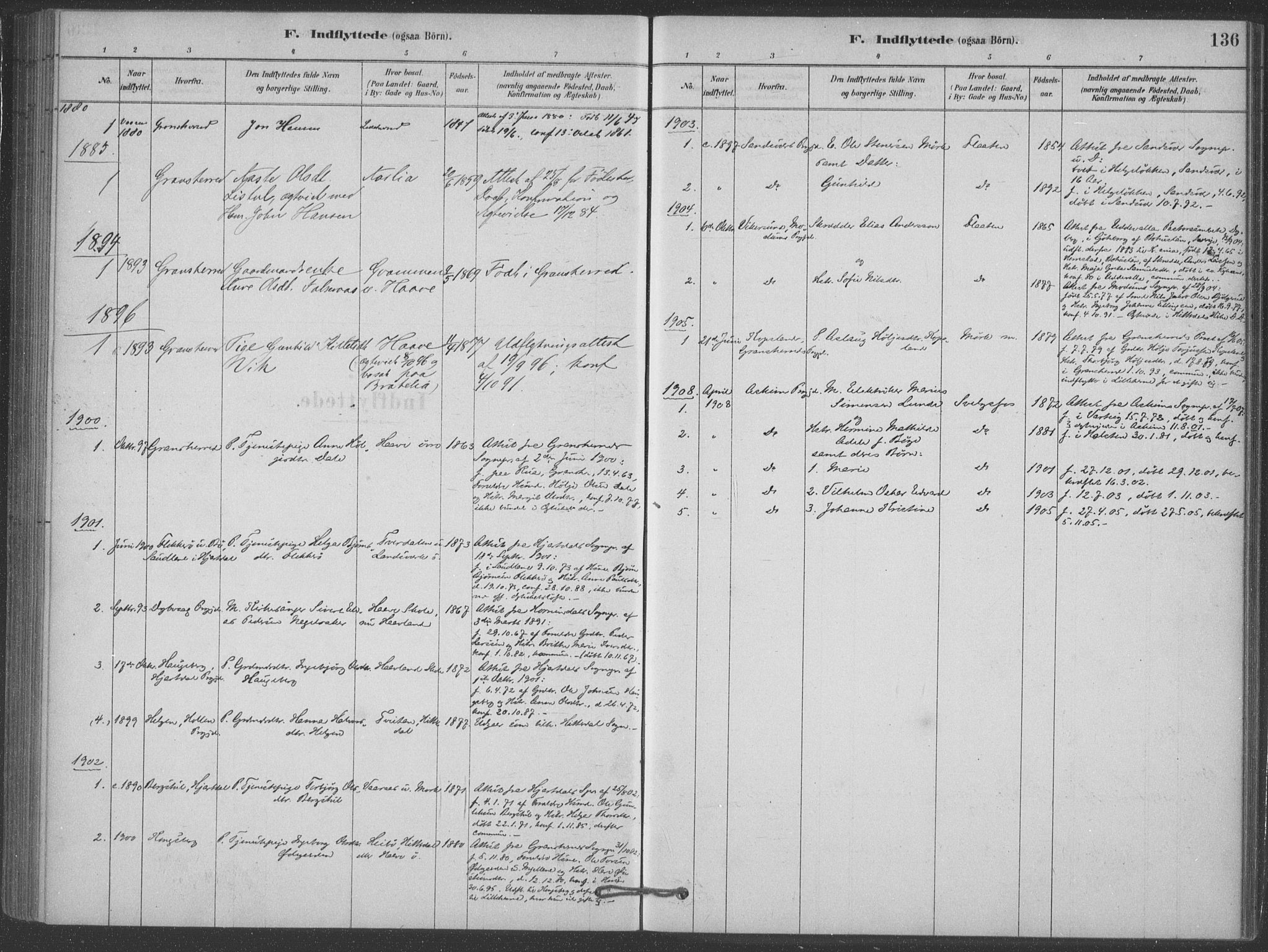 Heddal kirkebøker, SAKO/A-268/F/Fb/L0002: Parish register (official) no. II 2, 1878-1913, p. 136