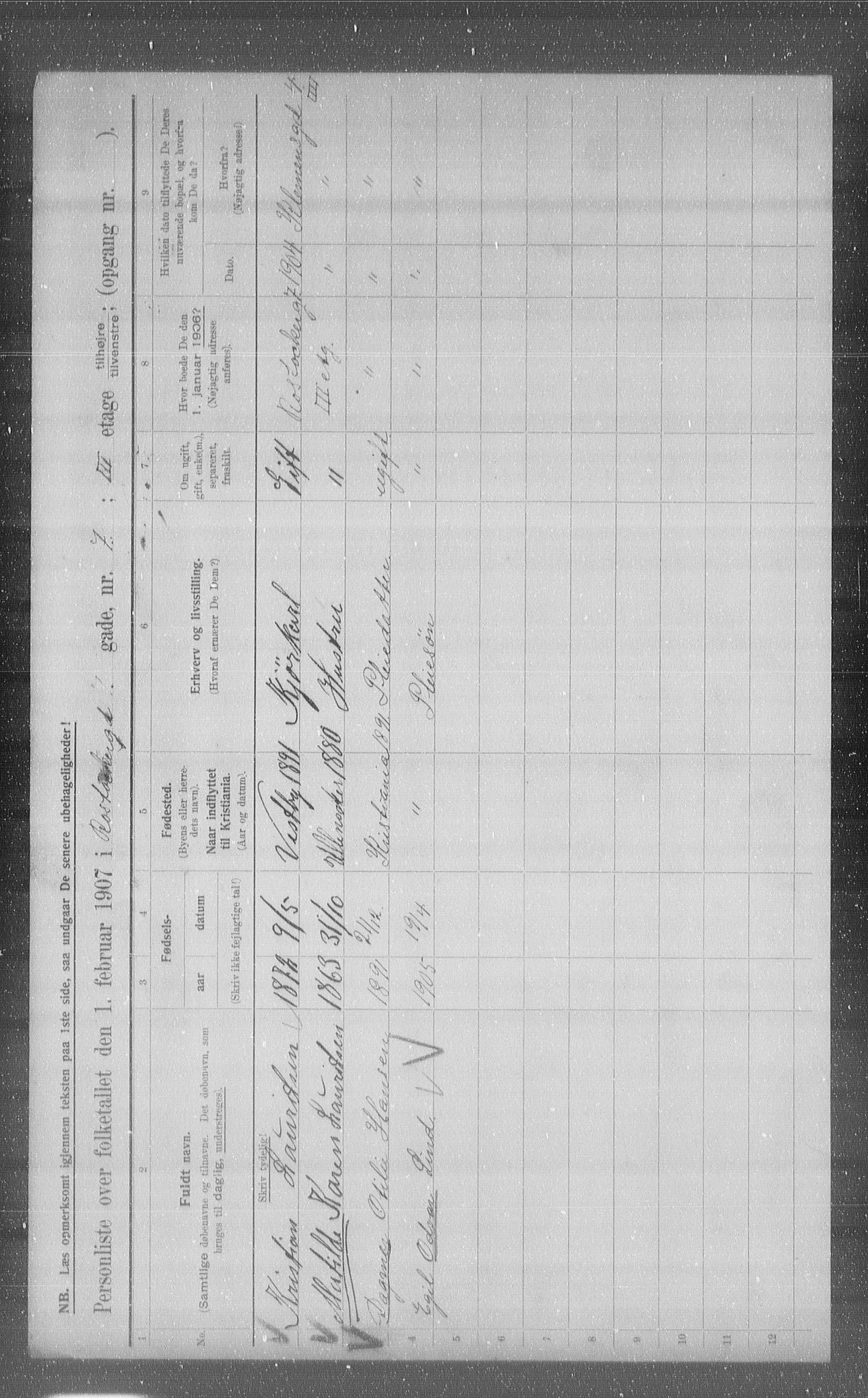 OBA, Municipal Census 1907 for Kristiania, 1907, p. 43174