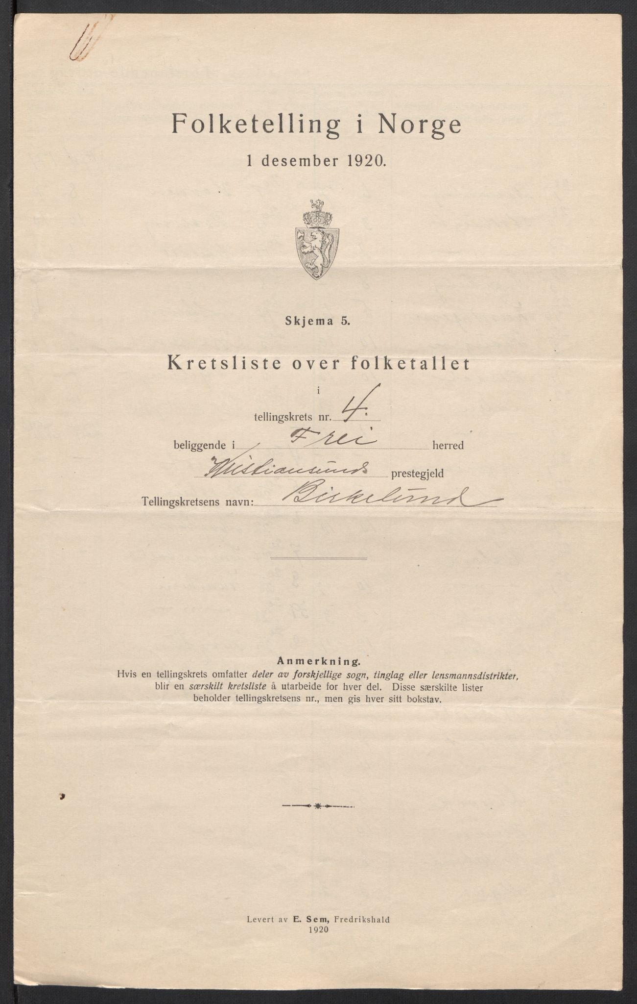 SAT, 1920 census for Frei, 1920, p. 15