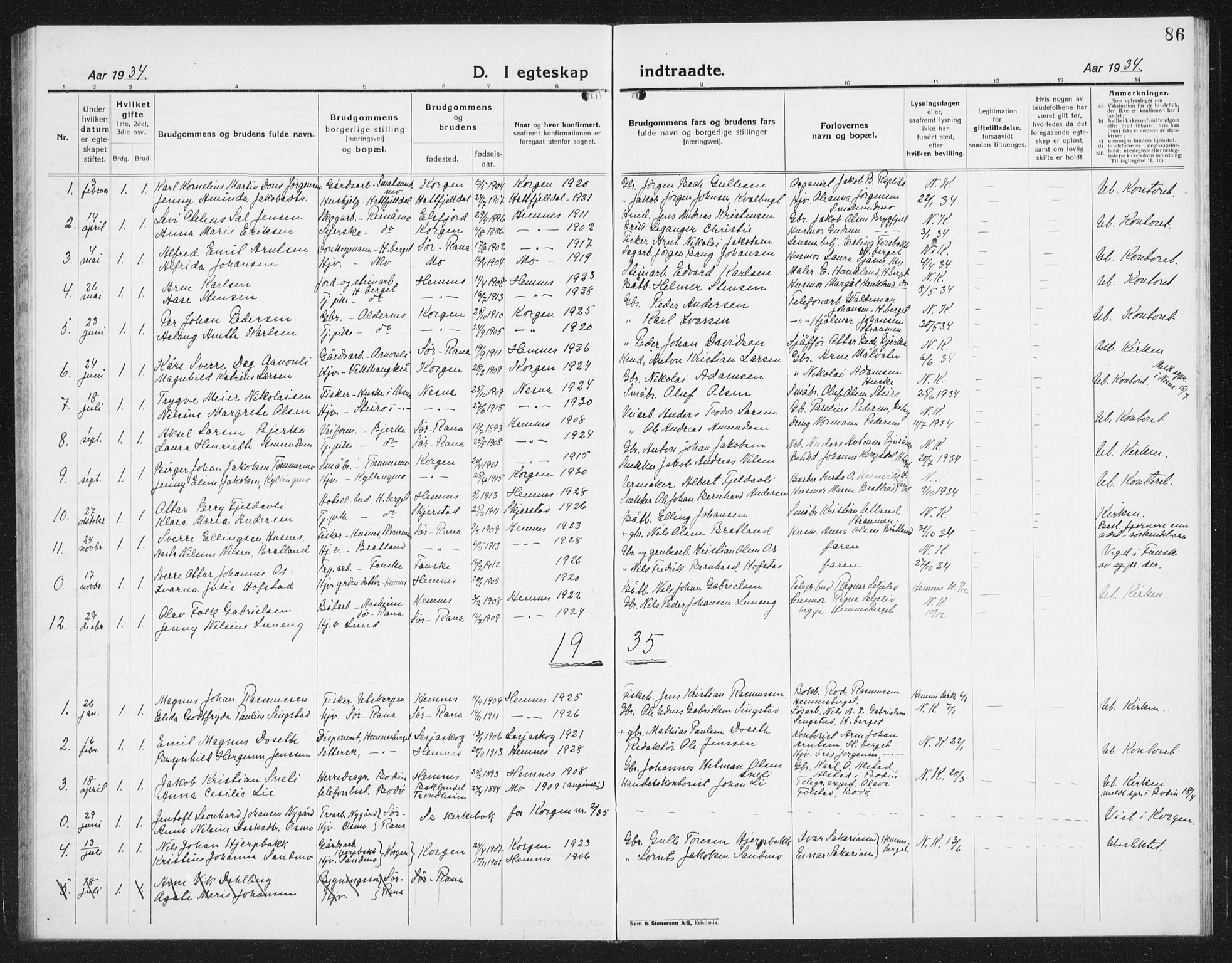 Ministerialprotokoller, klokkerbøker og fødselsregistre - Nordland, SAT/A-1459/825/L0372: Parish register (copy) no. 825C09, 1923-1940, p. 86