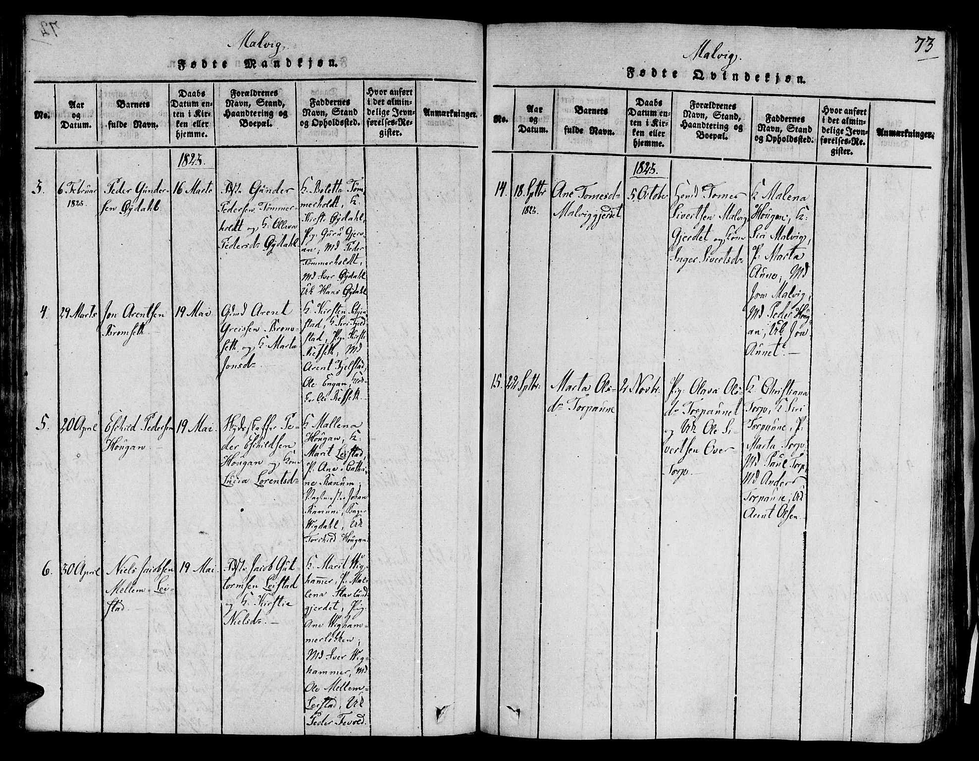 Ministerialprotokoller, klokkerbøker og fødselsregistre - Sør-Trøndelag, SAT/A-1456/606/L0284: Parish register (official) no. 606A03 /2, 1819-1823, p. 73