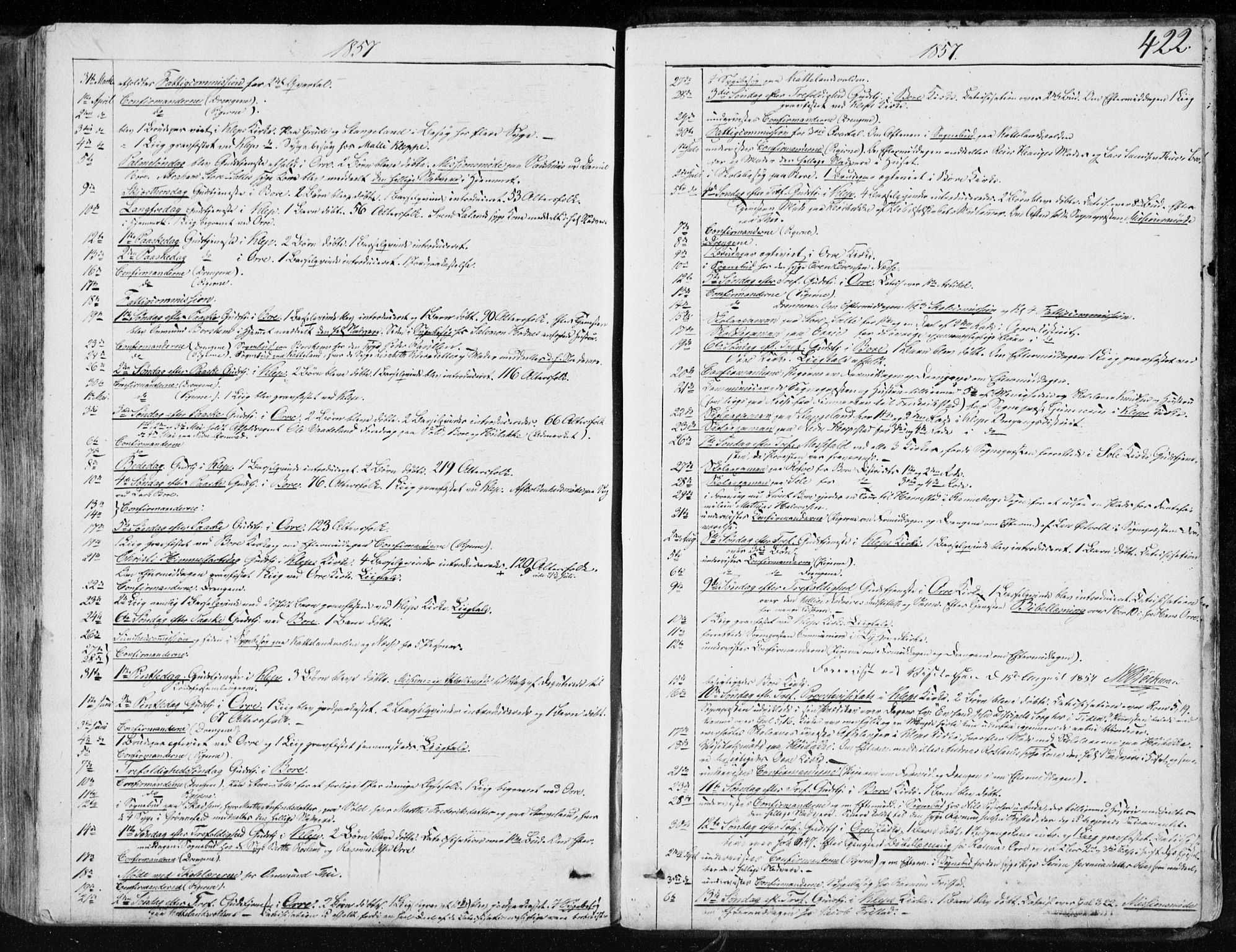 Klepp sokneprestkontor, AV/SAST-A-101803/001/3/30BA/L0005: Parish register (official) no. A 5, 1853-1870, p. 422