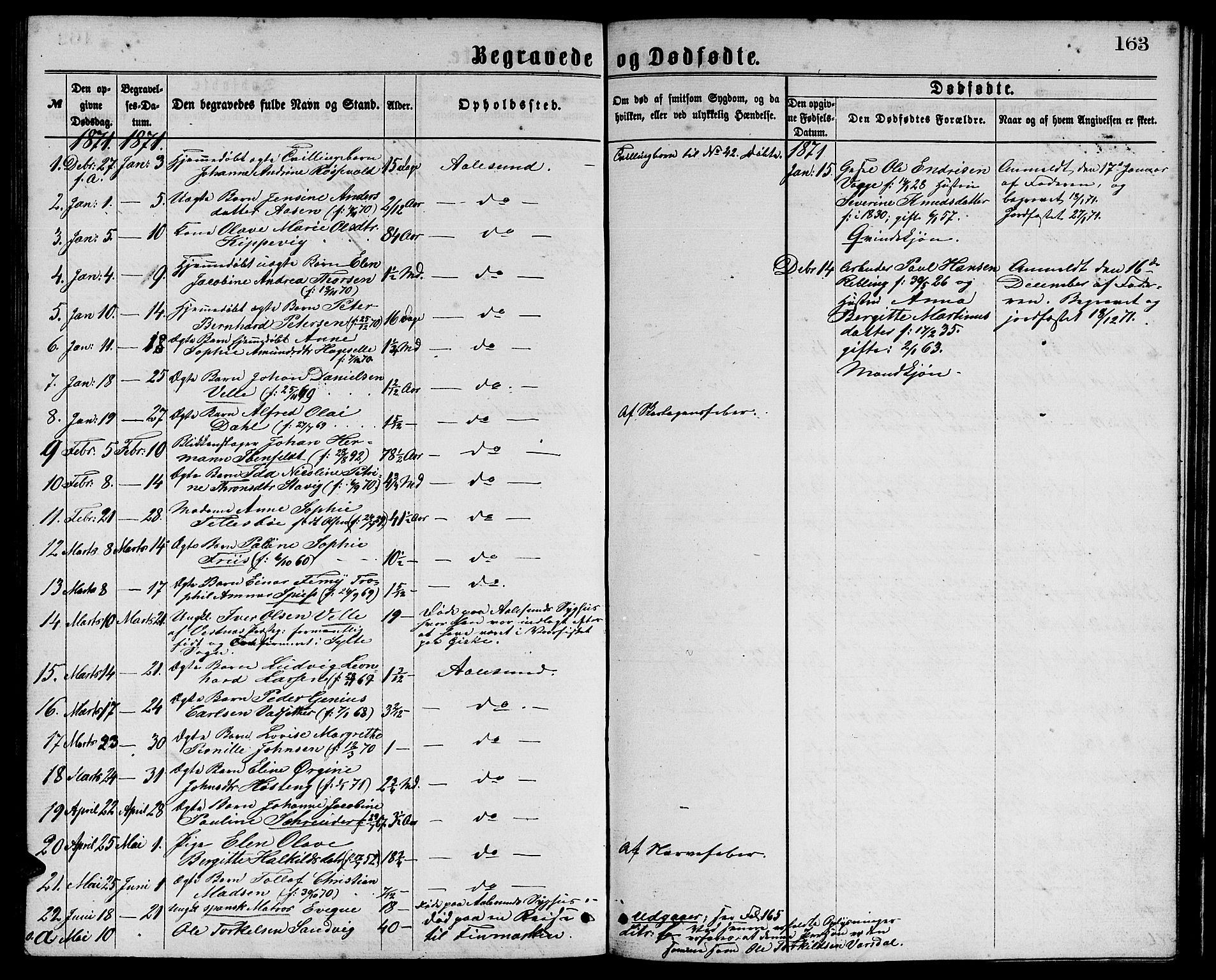 Ministerialprotokoller, klokkerbøker og fødselsregistre - Møre og Romsdal, AV/SAT-A-1454/529/L0465: Parish register (copy) no. 529C02, 1868-1877, p. 163