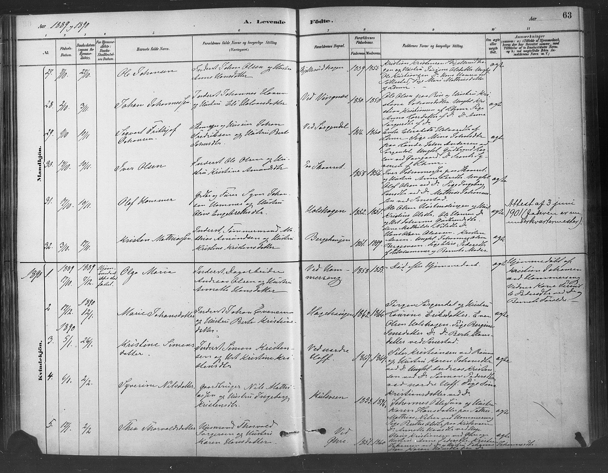 Fåberg prestekontor, AV/SAH-PREST-086/H/Ha/Haa/L0009: Parish register (official) no. 9, 1879-1898, p. 63