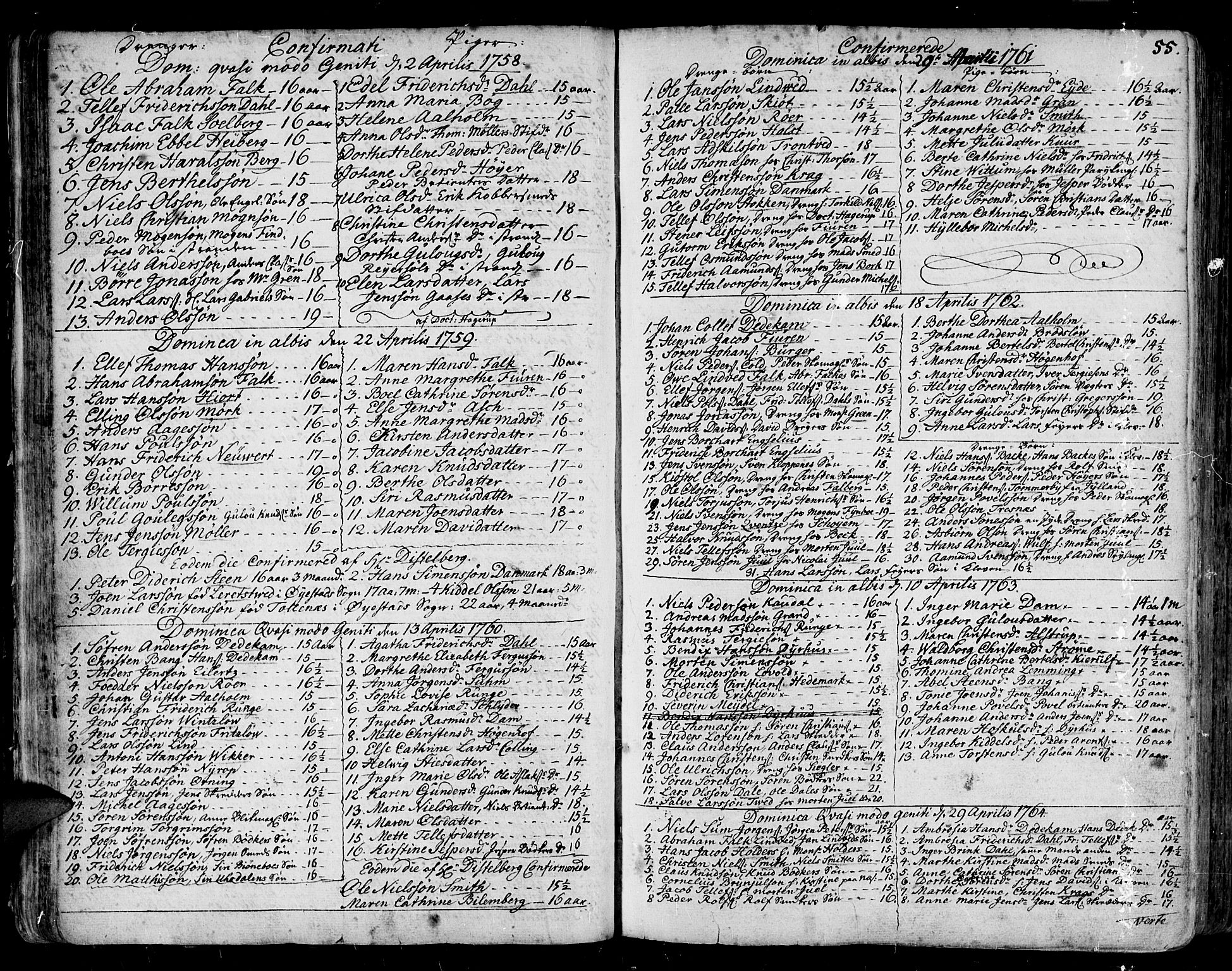 Arendal sokneprestkontor, Trefoldighet, SAK/1111-0040/F/Fa/L0001: Parish register (official) no. A 1, 1703-1815, p. 55