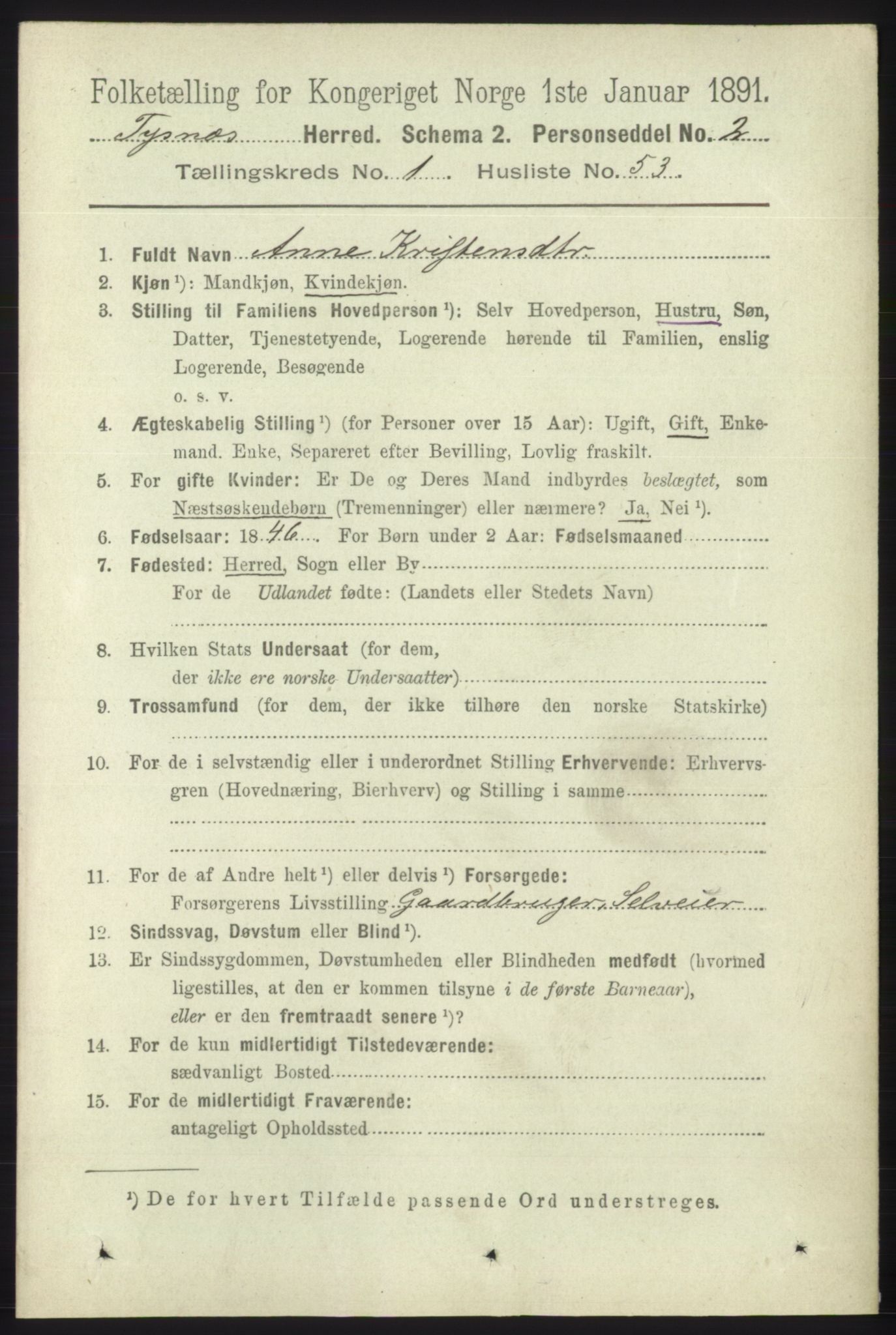 RA, 1891 census for 1223 Tysnes, 1891, p. 388