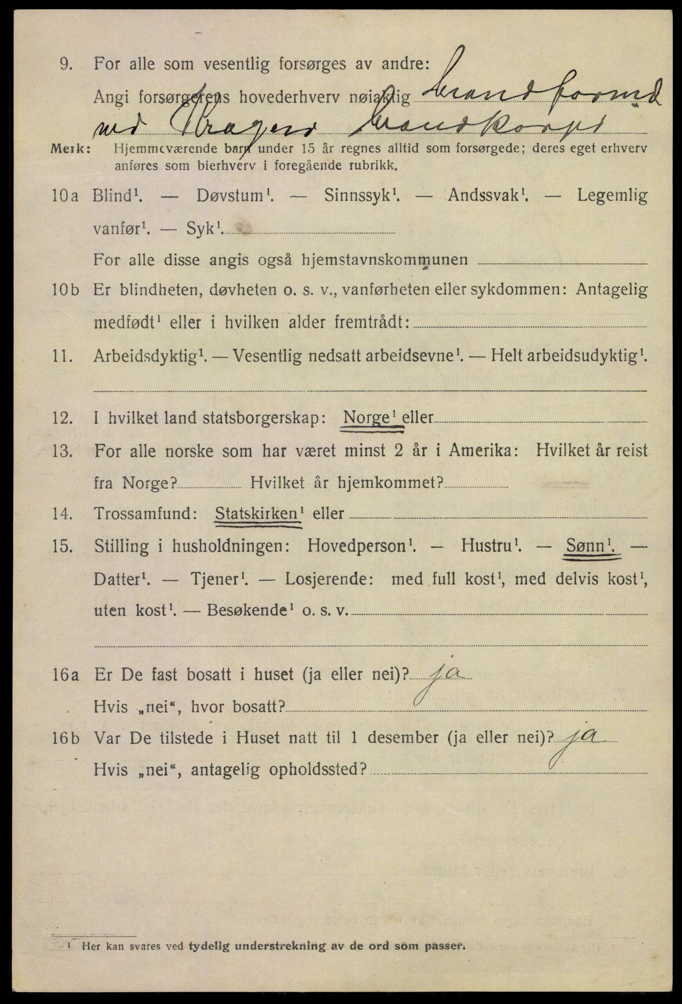 SAKO, 1920 census for Kragerø, 1920, p. 5460