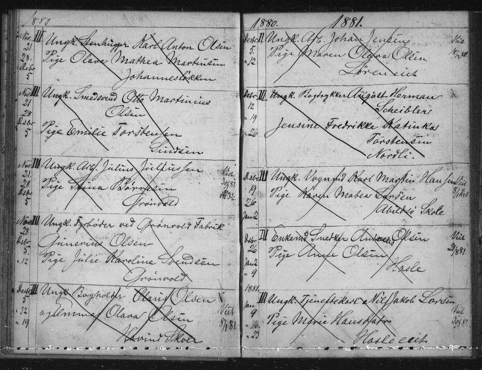 Østre Aker prestekontor Kirkebøker, SAO/A-10840/H/Ha/L0005: Banns register no. I 5, 1879-1899