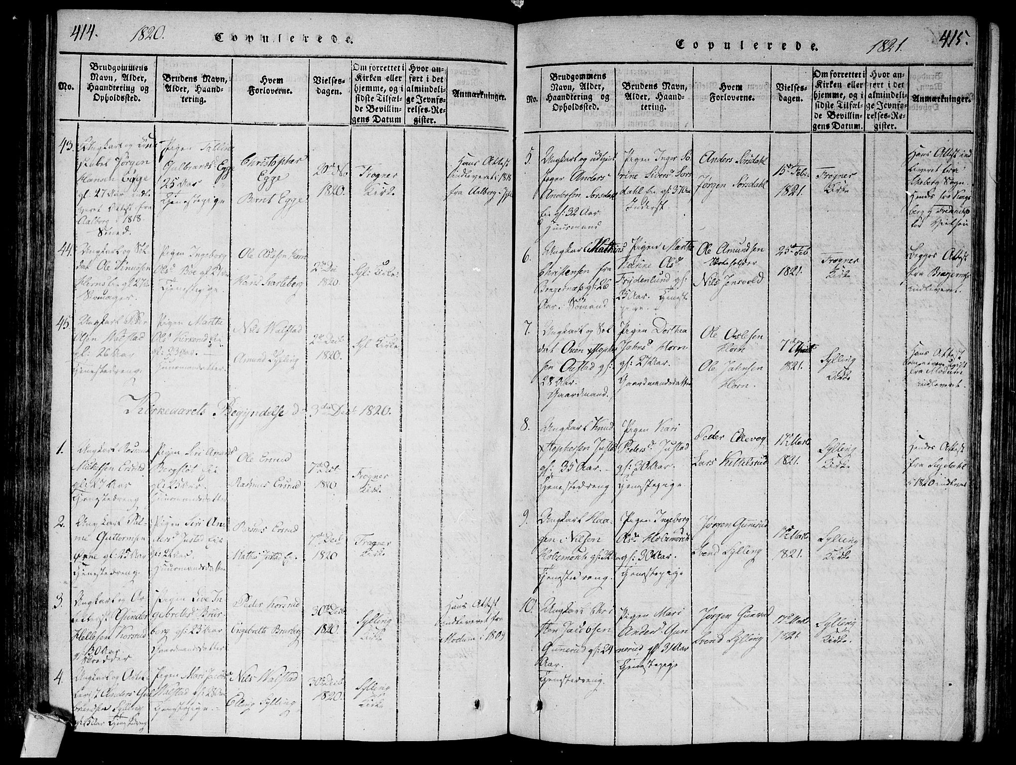 Lier kirkebøker, AV/SAKO-A-230/F/Fa/L0008: Parish register (official) no. I 8, 1813-1825, p. 414-415