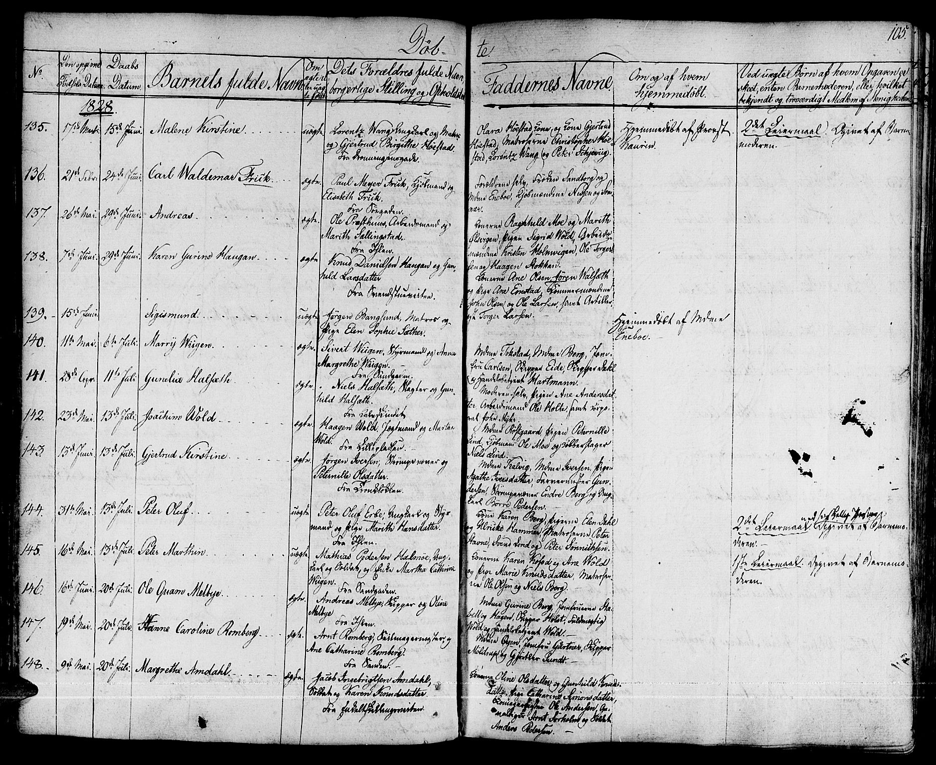 Ministerialprotokoller, klokkerbøker og fødselsregistre - Sør-Trøndelag, SAT/A-1456/601/L0045: Parish register (official) no. 601A13, 1821-1831, p. 105