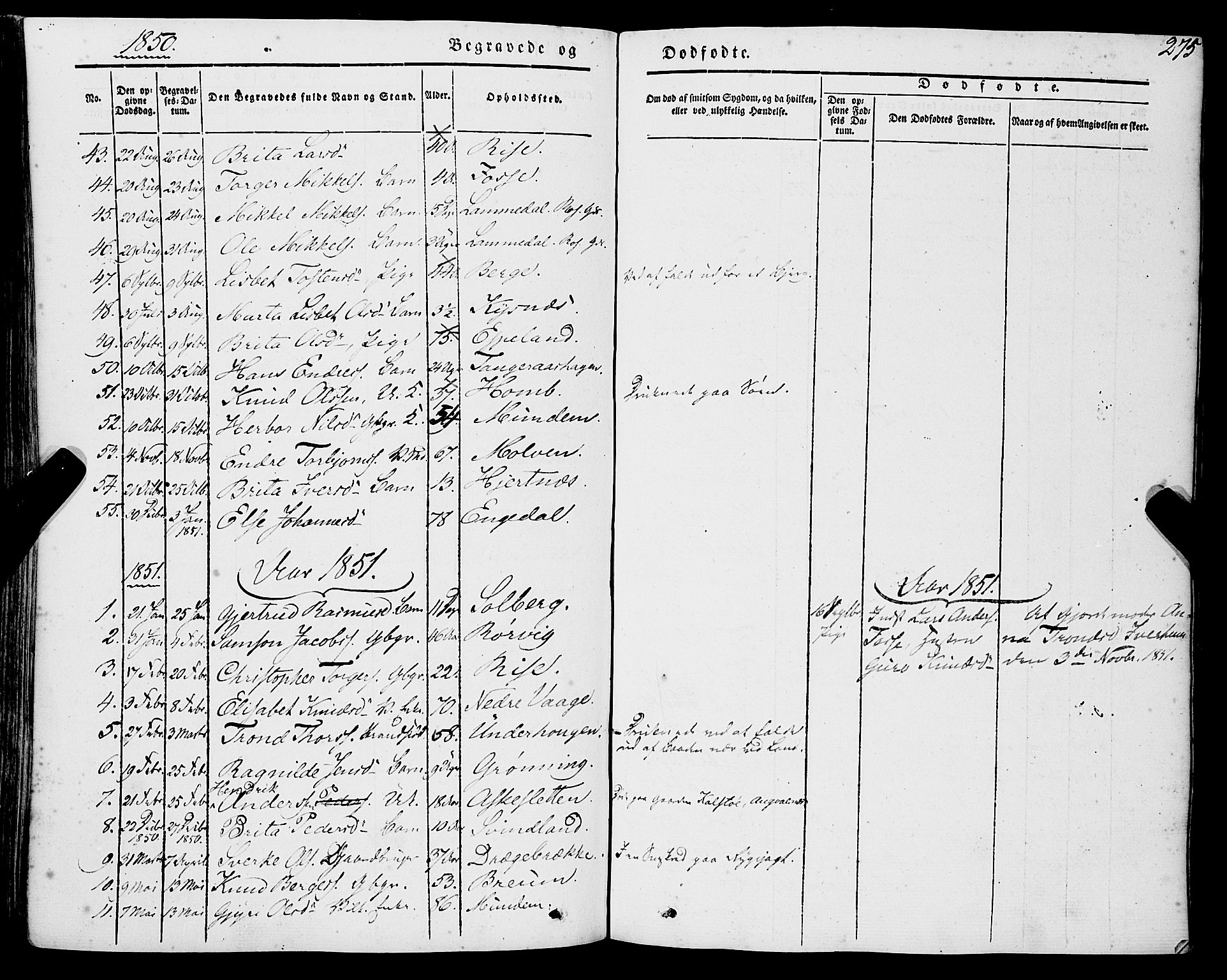 Strandebarm sokneprestembete, AV/SAB-A-78401/H/Haa: Parish register (official) no. A 7, 1844-1872, p. 275