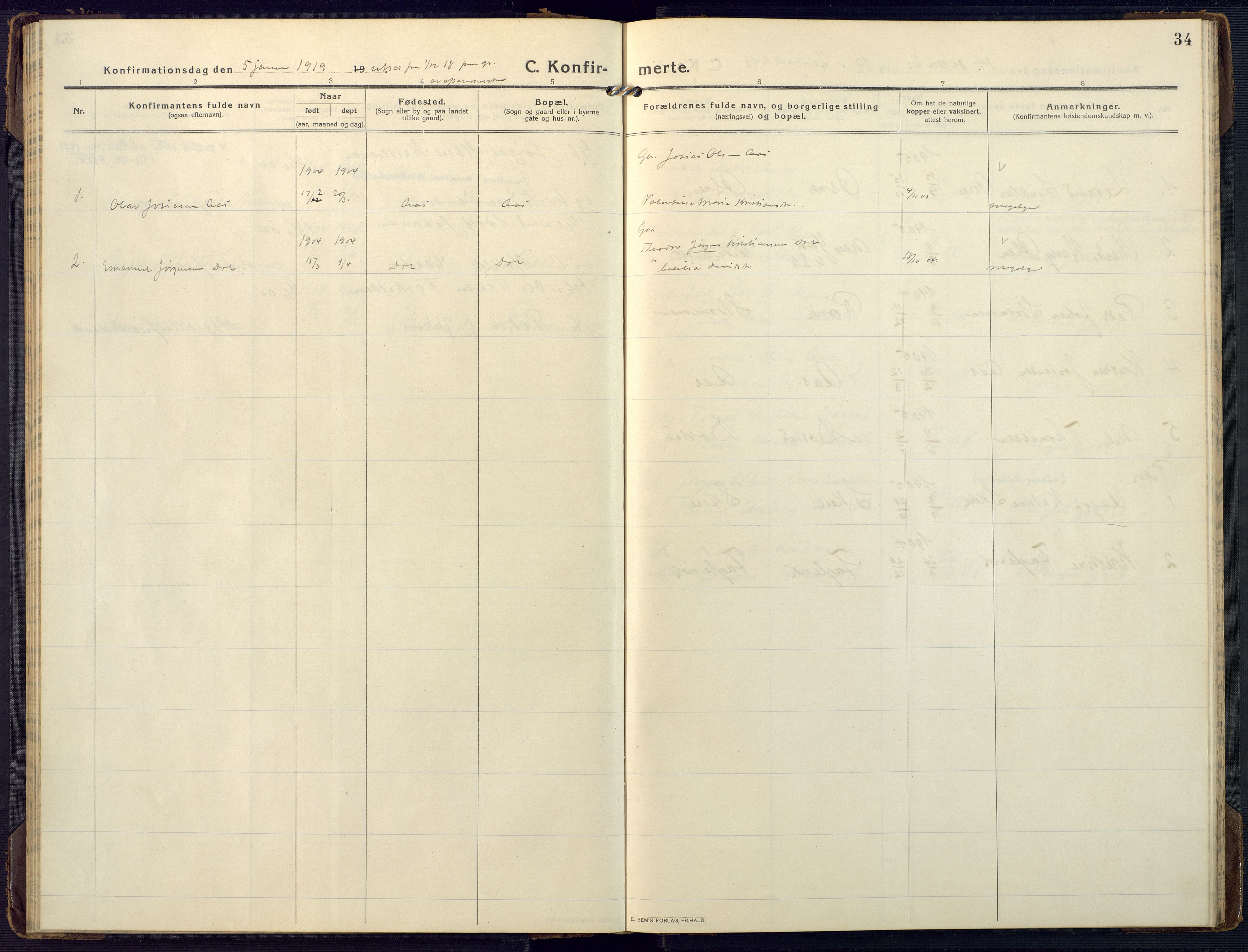 Mandal sokneprestkontor, SAK/1111-0030/F/Fa/Fab/L0003: Parish register (official) no. A 3, 1913-1933, p. 34