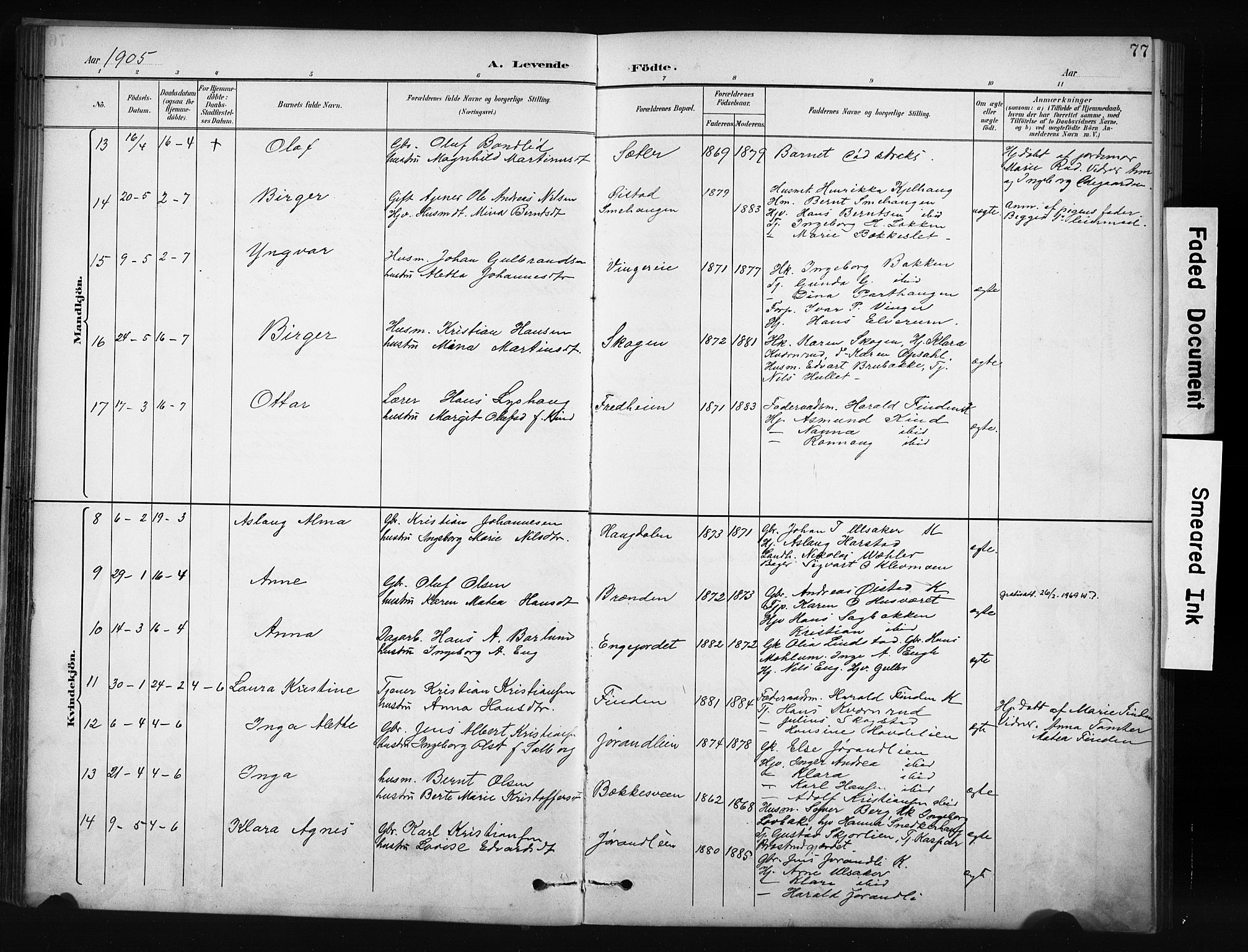 Nordre Land prestekontor, AV/SAH-PREST-124/H/Ha/Hab/L0012: Parish register (copy) no. 12, 1891-1909, p. 77