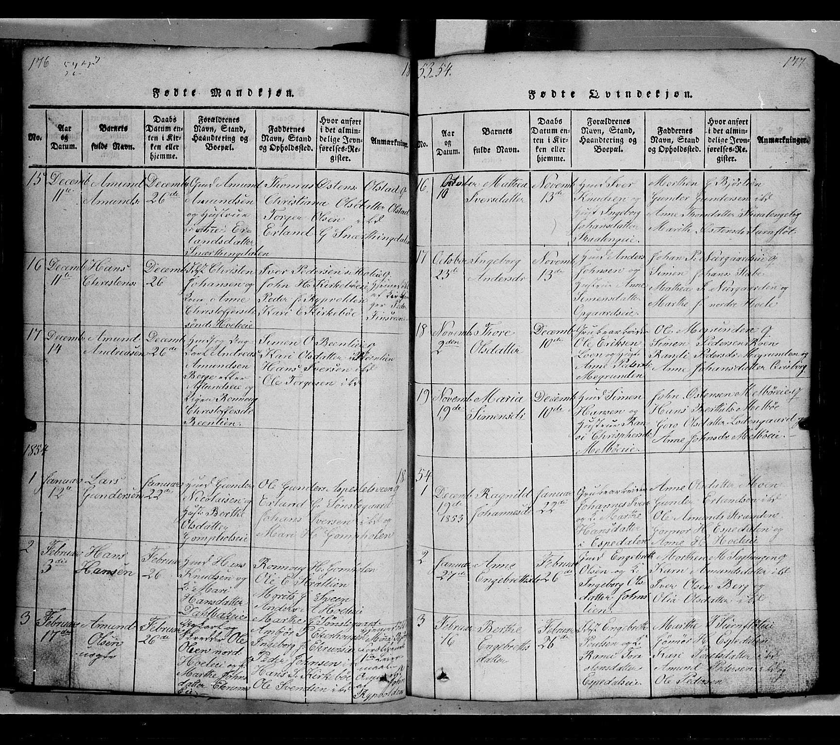 Gausdal prestekontor, SAH/PREST-090/H/Ha/Hab/L0002: Parish register (copy) no. 2, 1818-1874, p. 176-177
