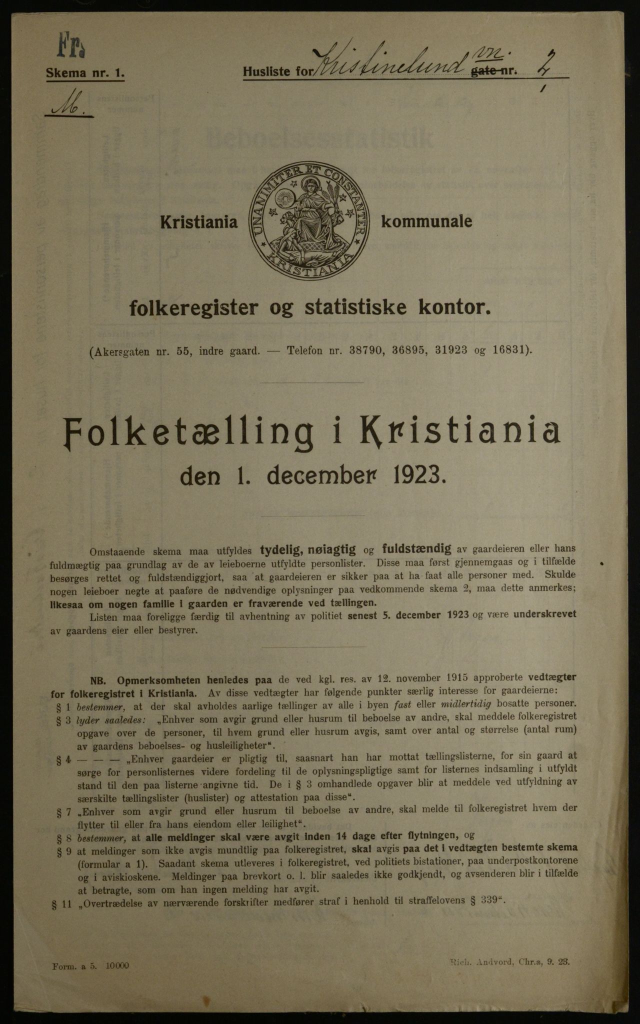 OBA, Municipal Census 1923 for Kristiania, 1923, p. 61080