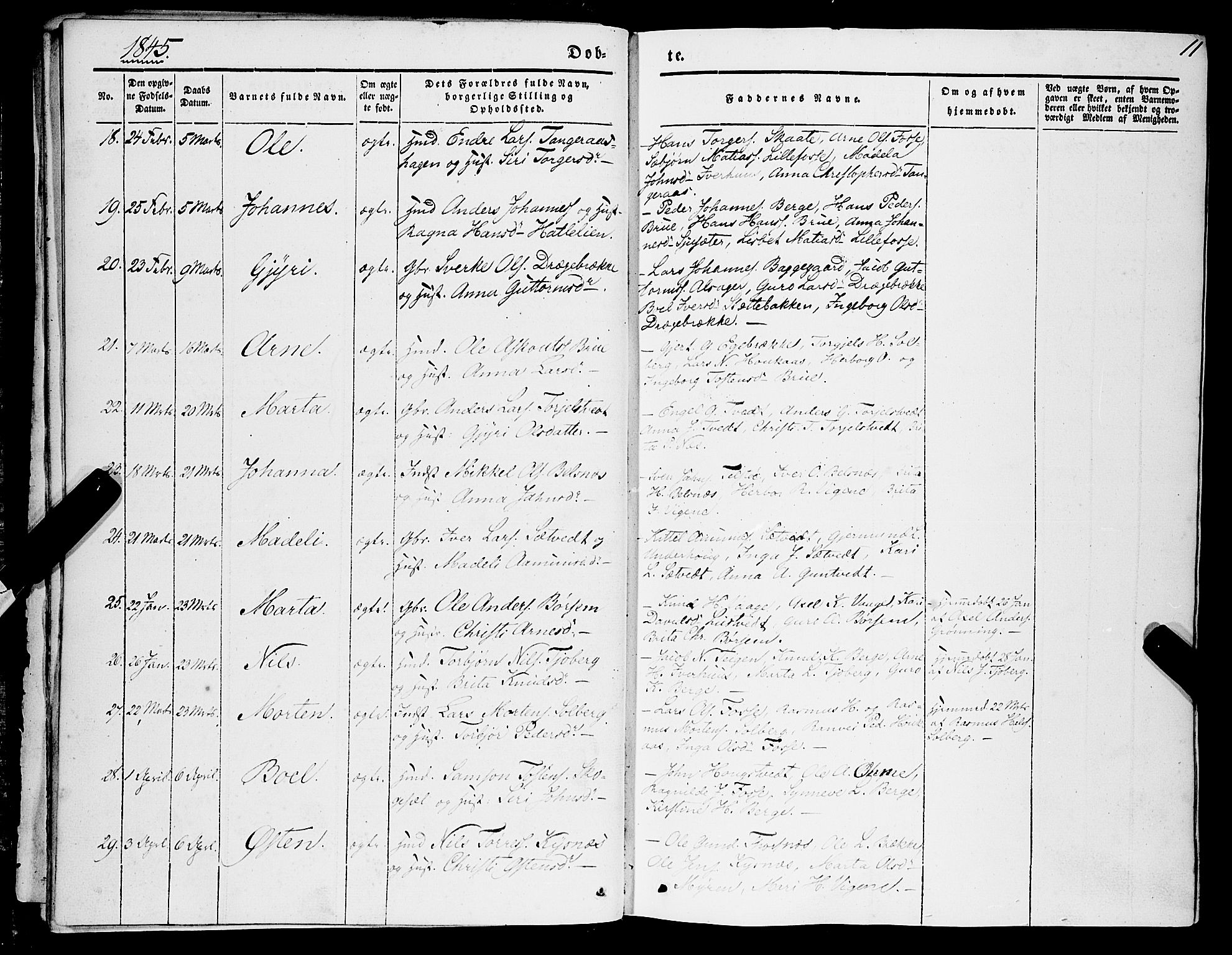 Strandebarm sokneprestembete, AV/SAB-A-78401/H/Haa: Parish register (official) no. A 7, 1844-1872, p. 11