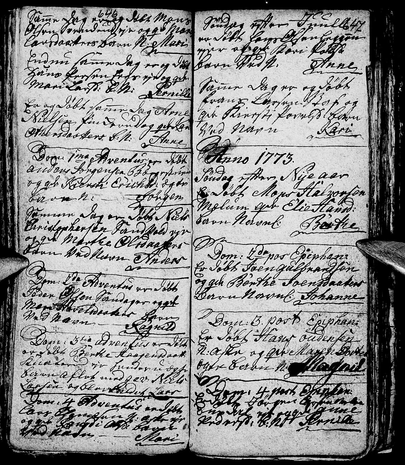 Nes prestekontor, Hedmark, AV/SAH-PREST-020/L/La/L0001: Parish register (copy) no. 1, 1663-1784, p. 646-647