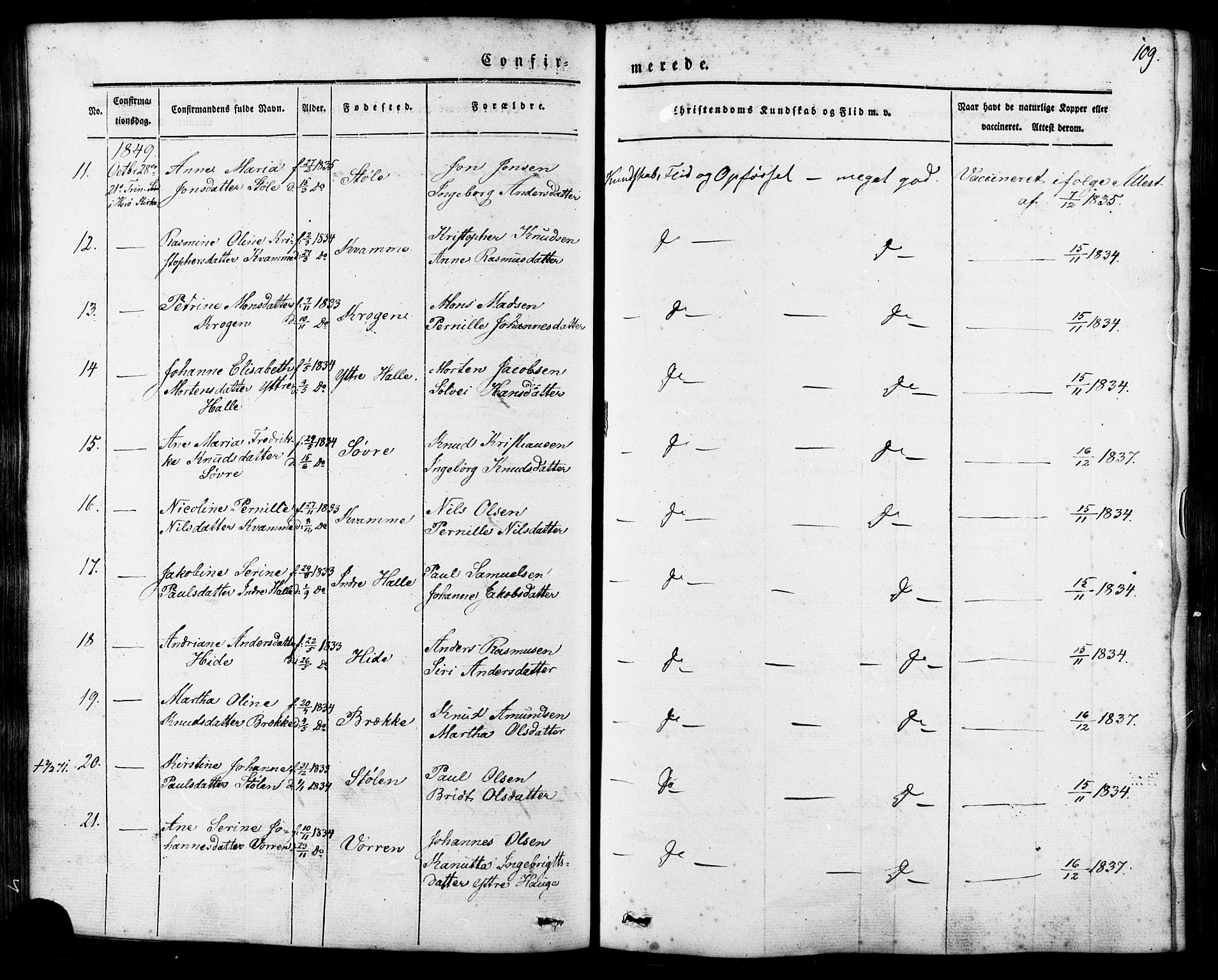 Ministerialprotokoller, klokkerbøker og fødselsregistre - Møre og Romsdal, AV/SAT-A-1454/503/L0034: Parish register (official) no. 503A02, 1841-1884, p. 109