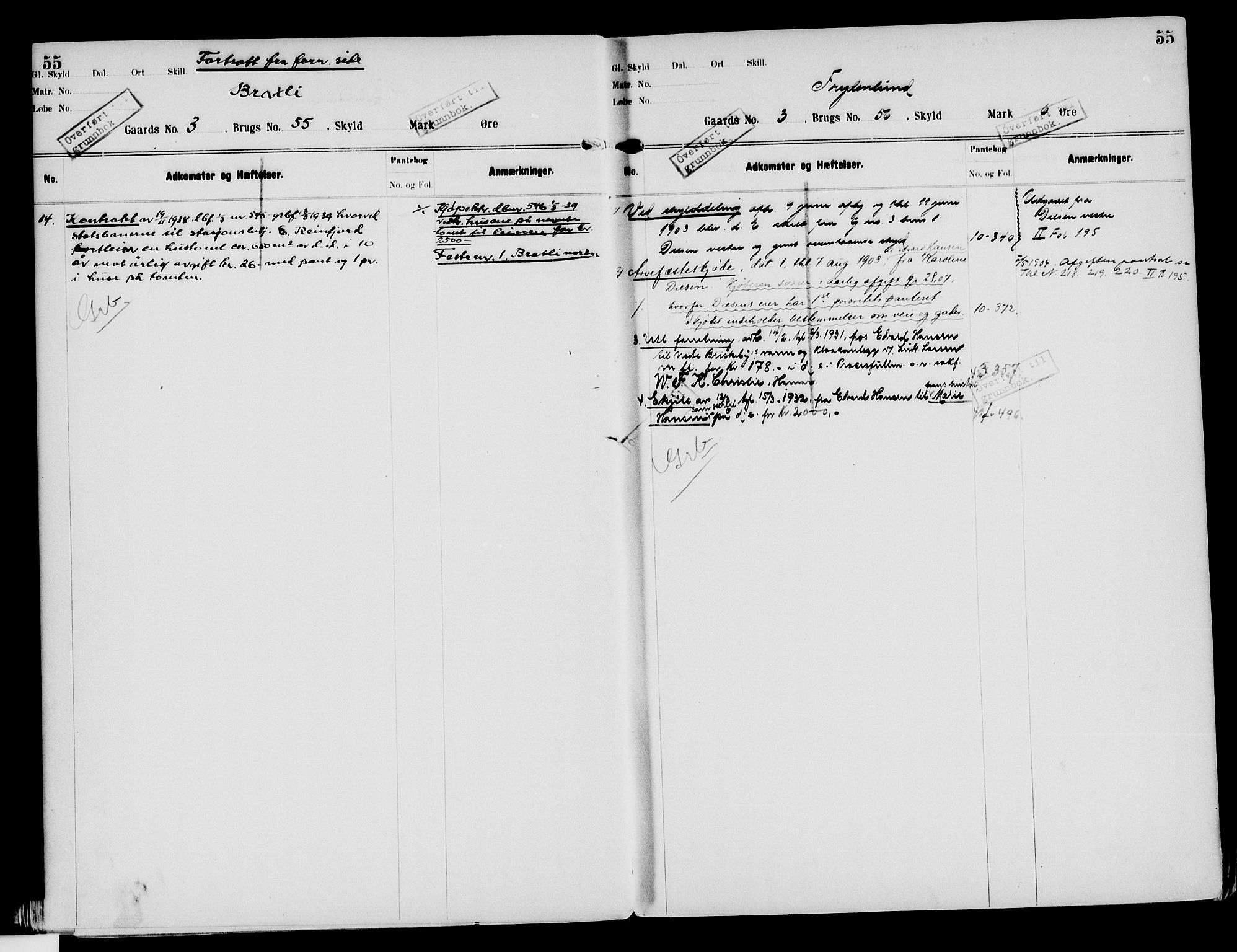 Nord-Hedmark sorenskriveri, SAH/TING-012/H/Ha/Had/Hade/L0003: Mortgage register no. 4.3, 1899-1940, p. 55